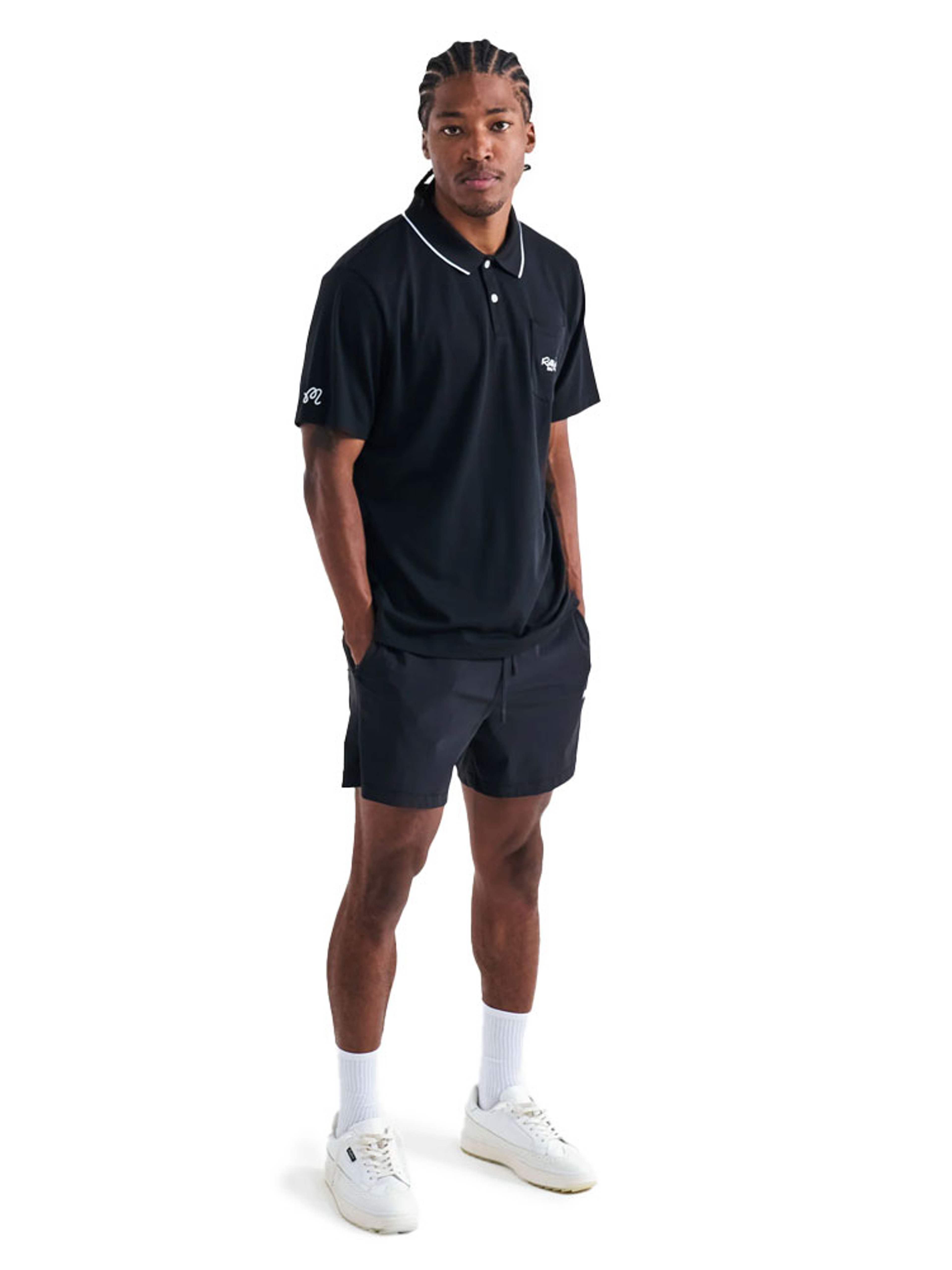 Malbon Roll King Performance Pique Polo - Black