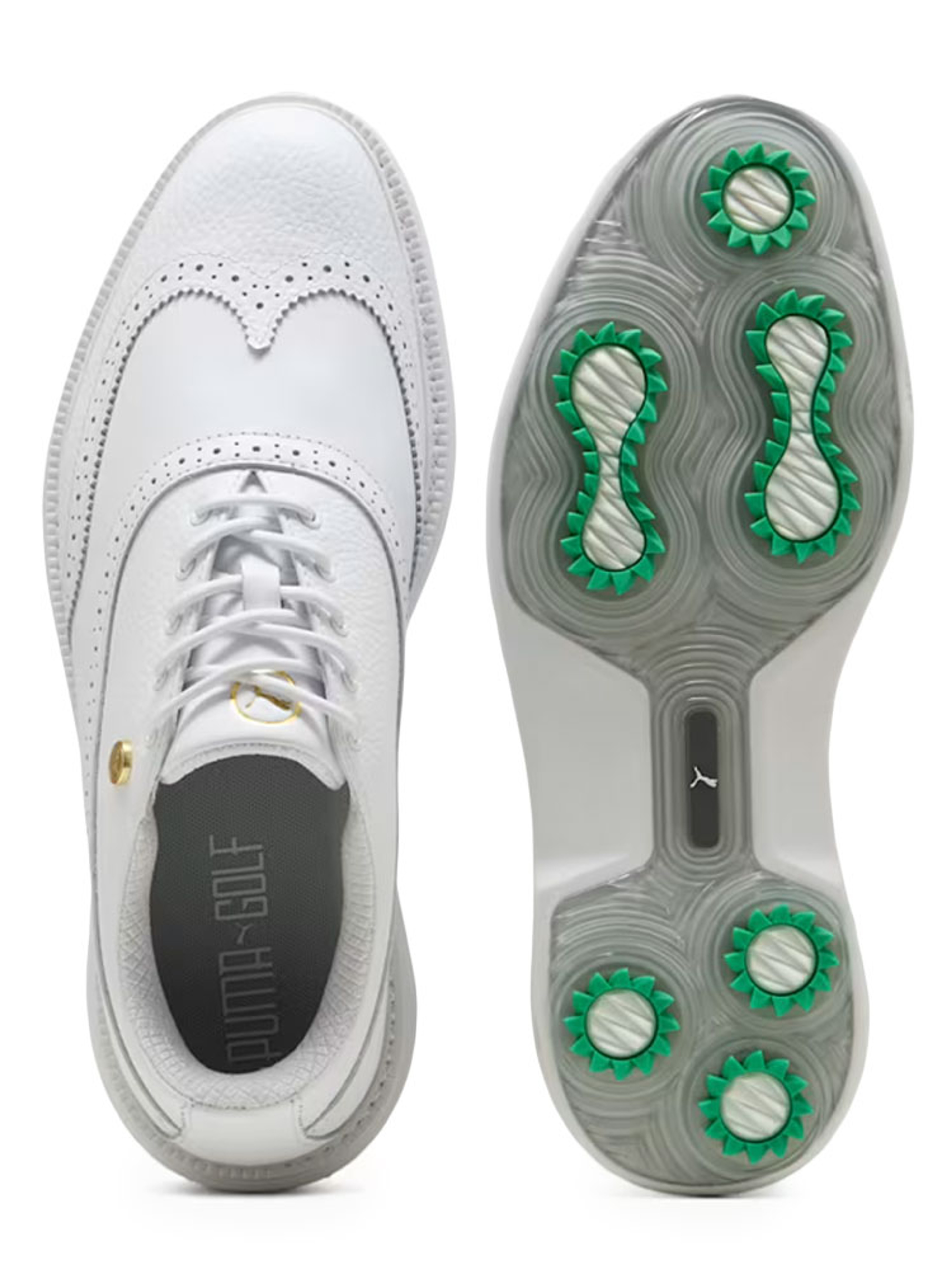 Puma Royale Wingtip Golf Shoes - Puma White/Vapor Grey/Grassy Green