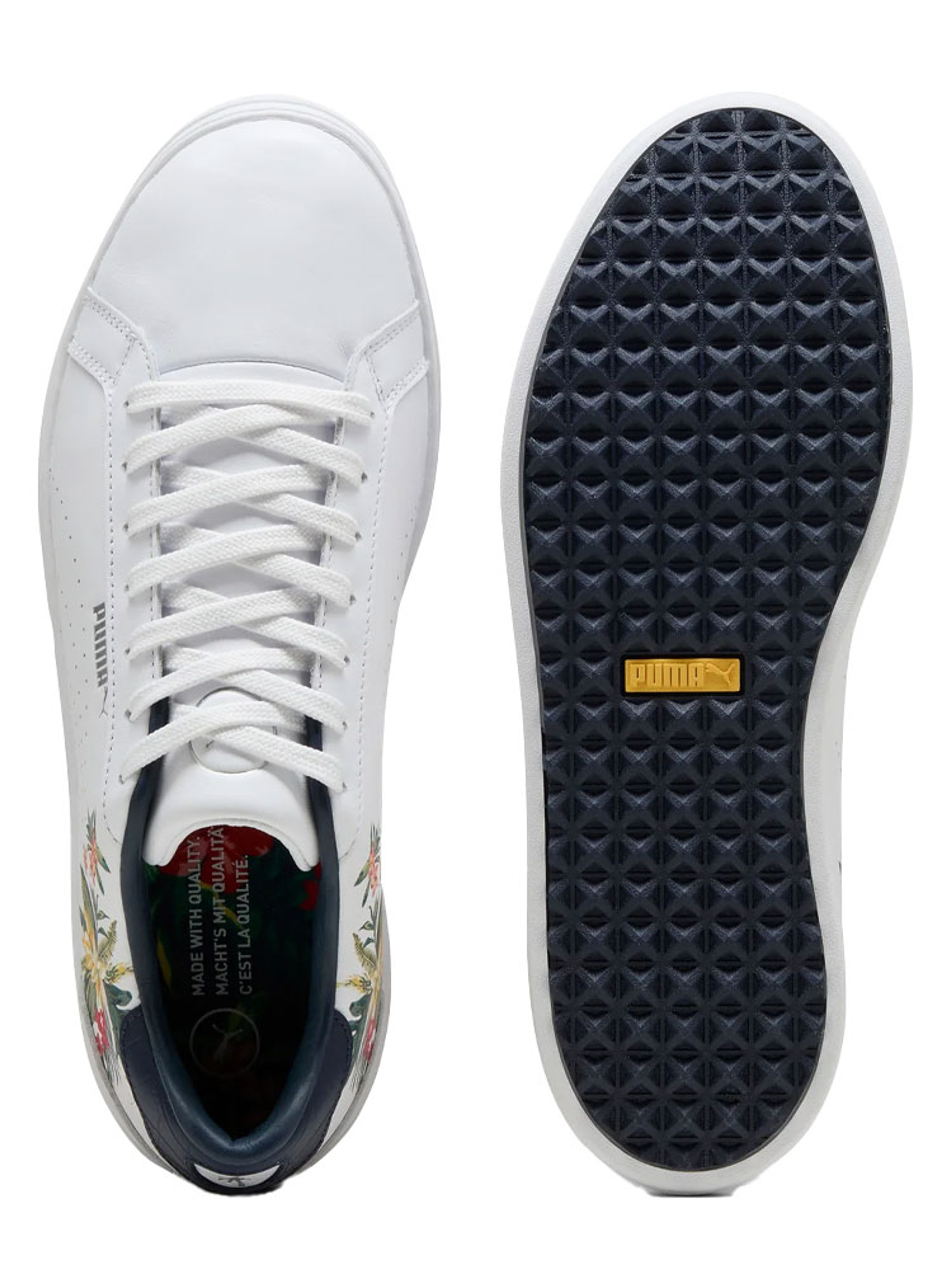 Puma x Palm Tree Crew Classic G Golf Shoes - Puma White/Deep Navy/Red Fire