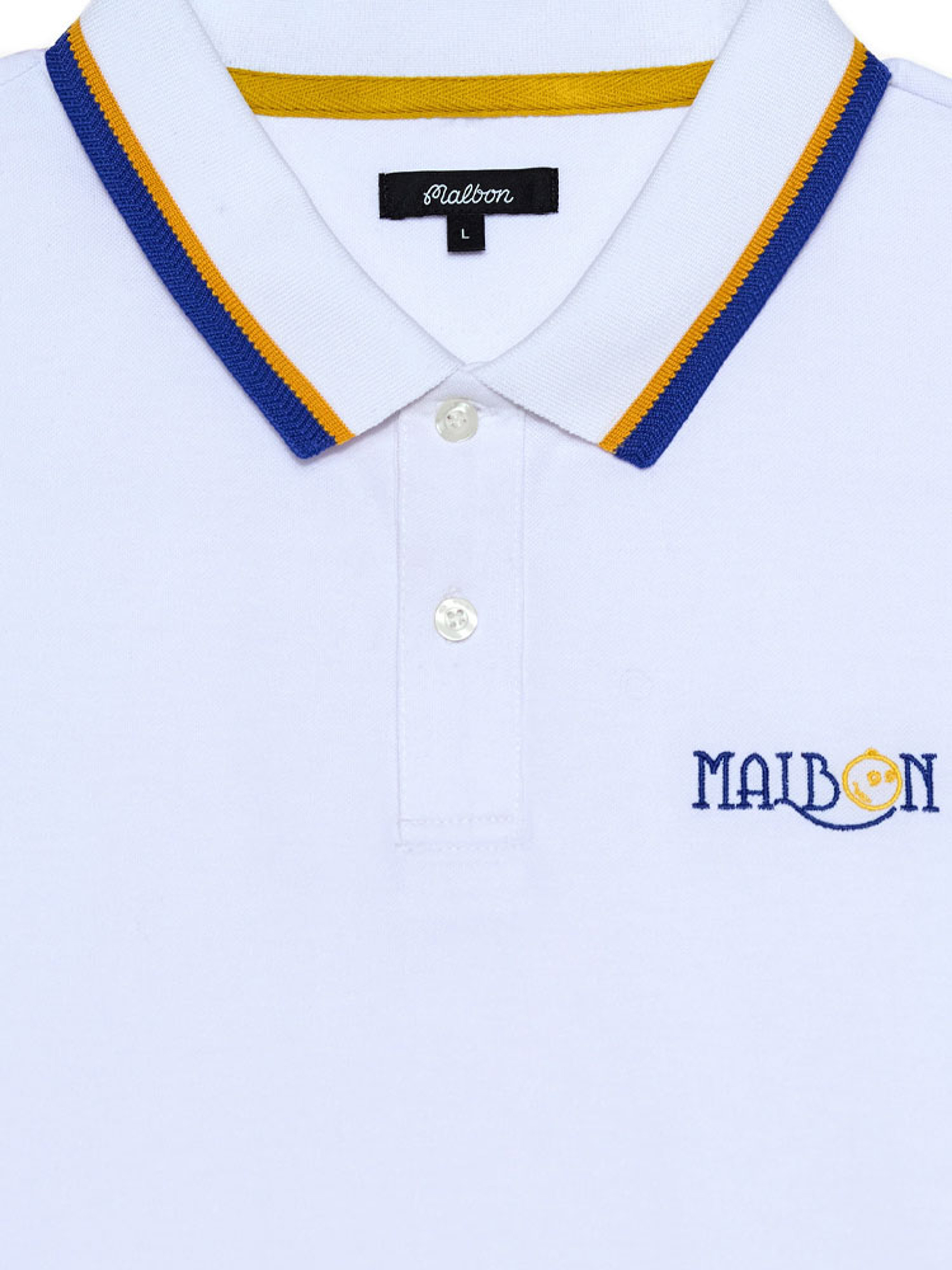 Malbon Grasse Pique Polo - White