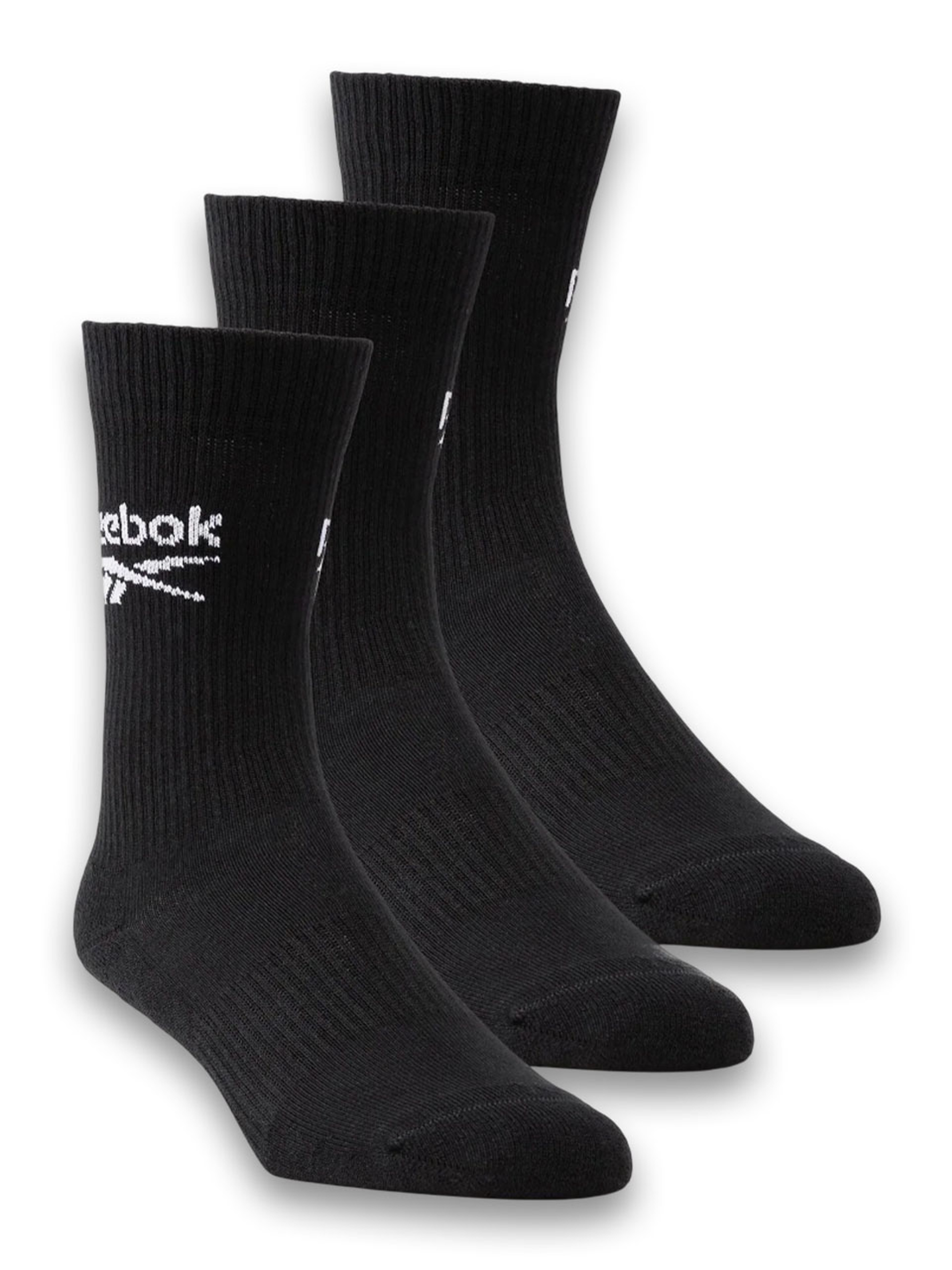 Reebok Core Crew 3 Pack Socks - Black