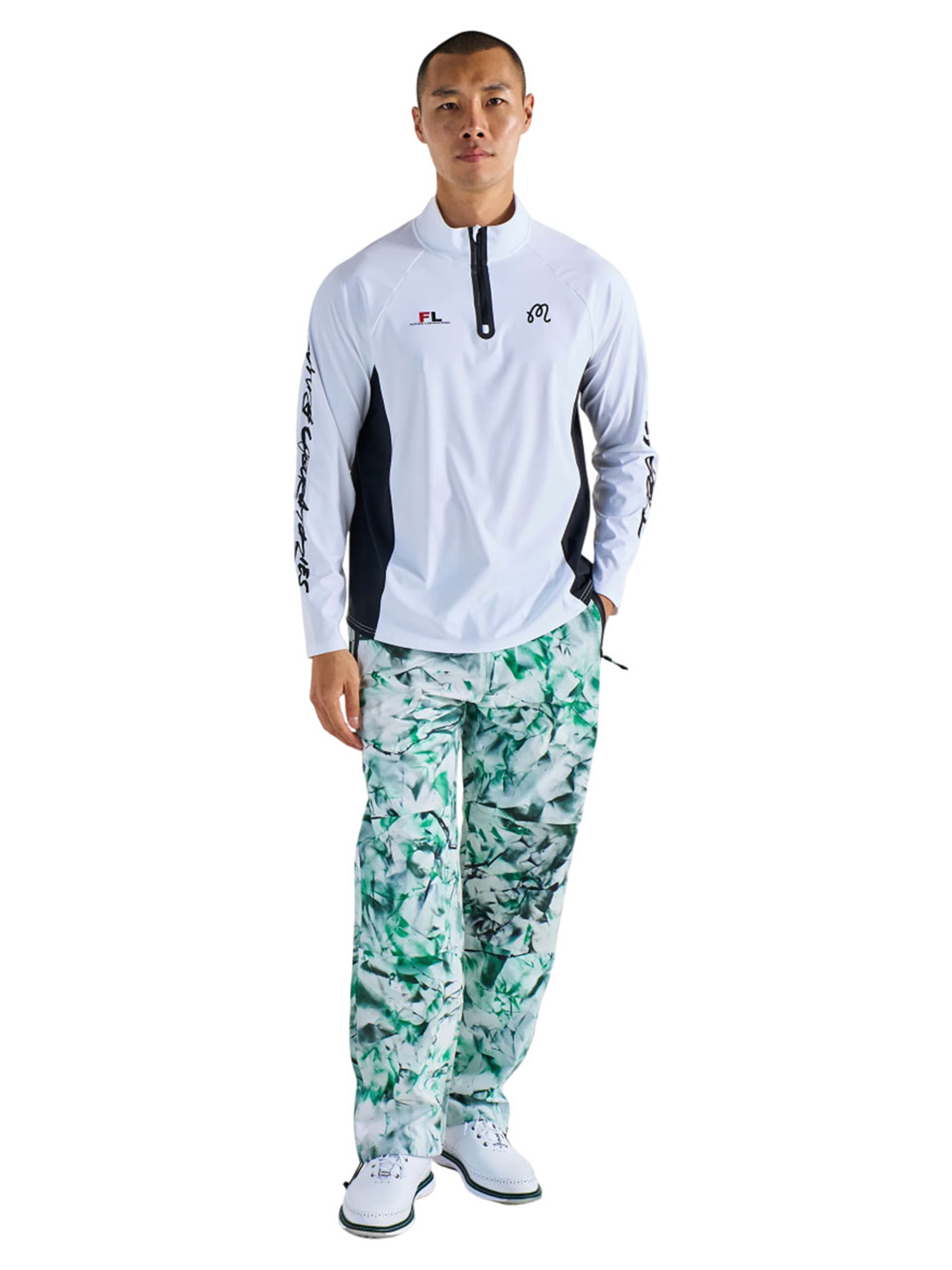Malbon Poly Performance Quarter Zip - White