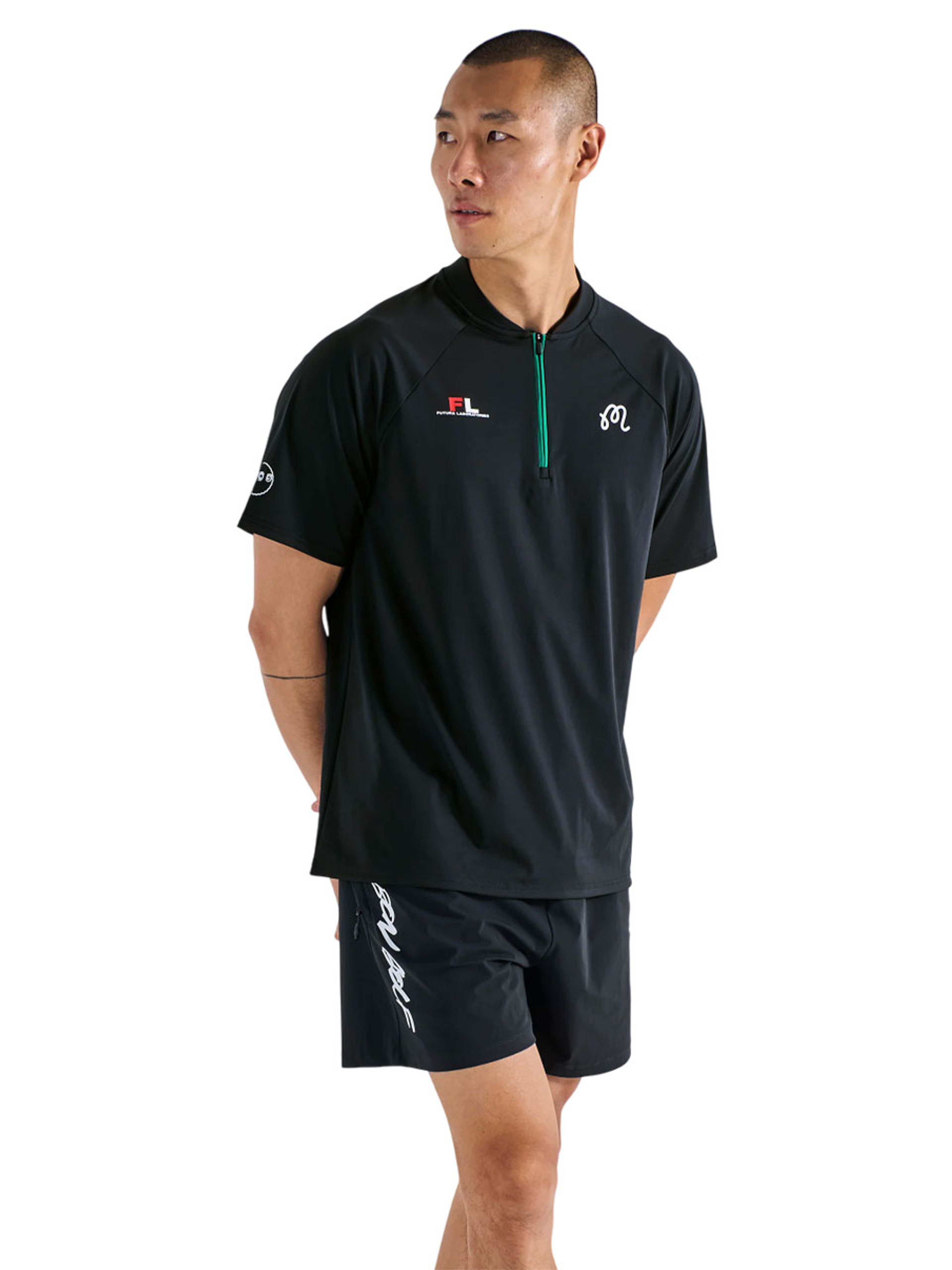Malbon Zip Raglan Blade Polo - Black