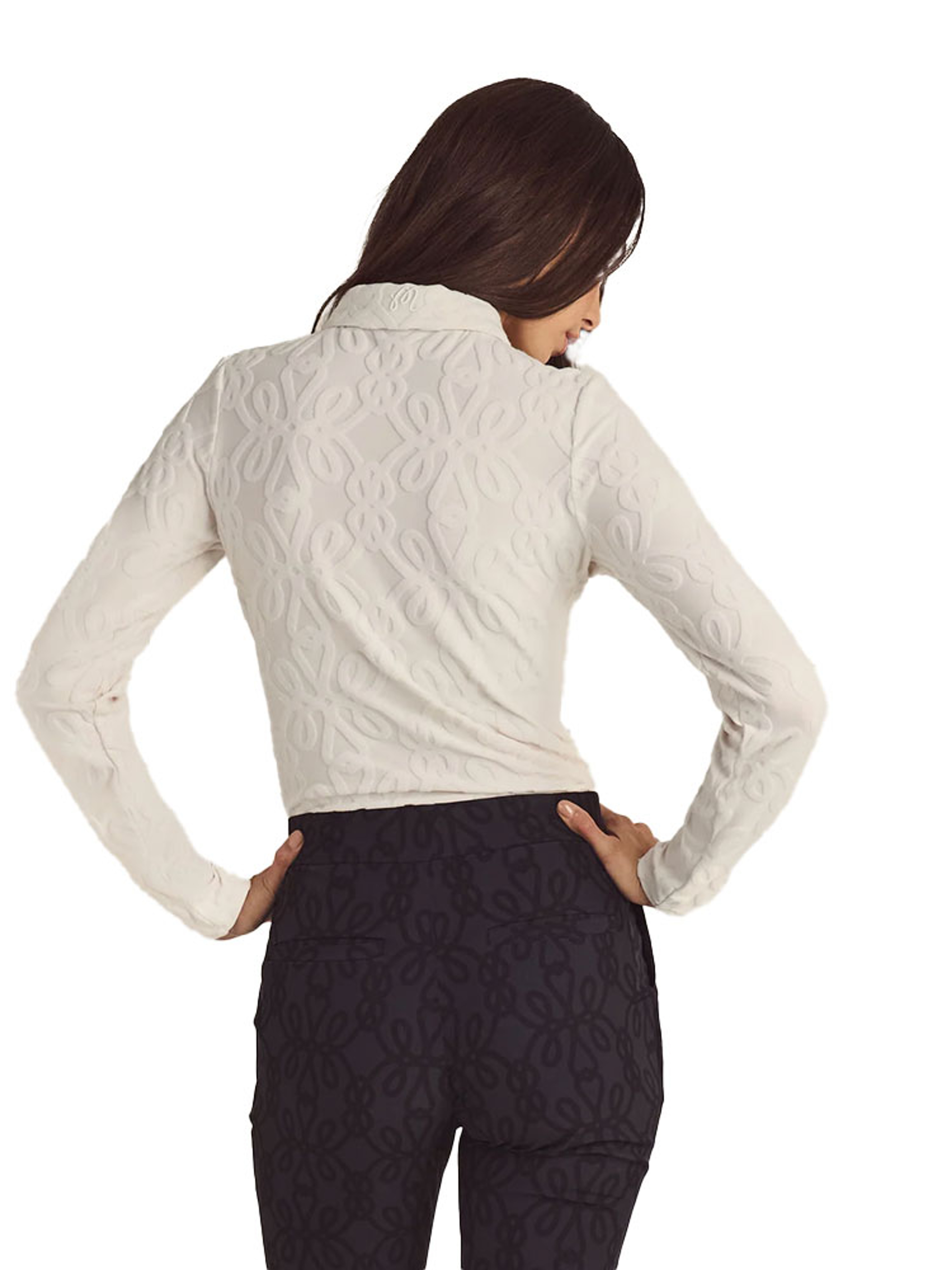 Malbon Womens Sophie Long Sleeve Polo - Ivory