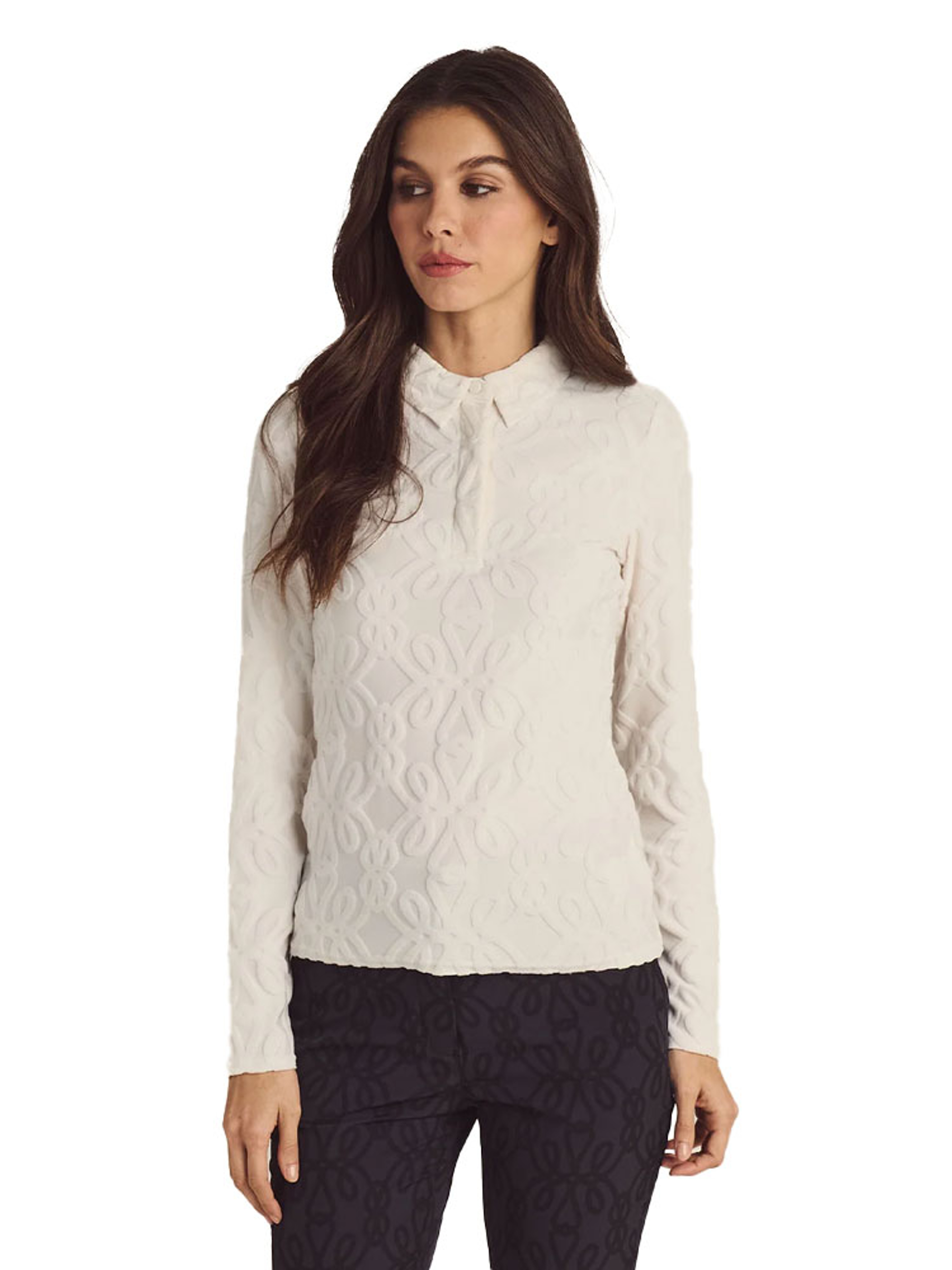 Malbon Womens Sophie Long Sleeve Polo - Ivory