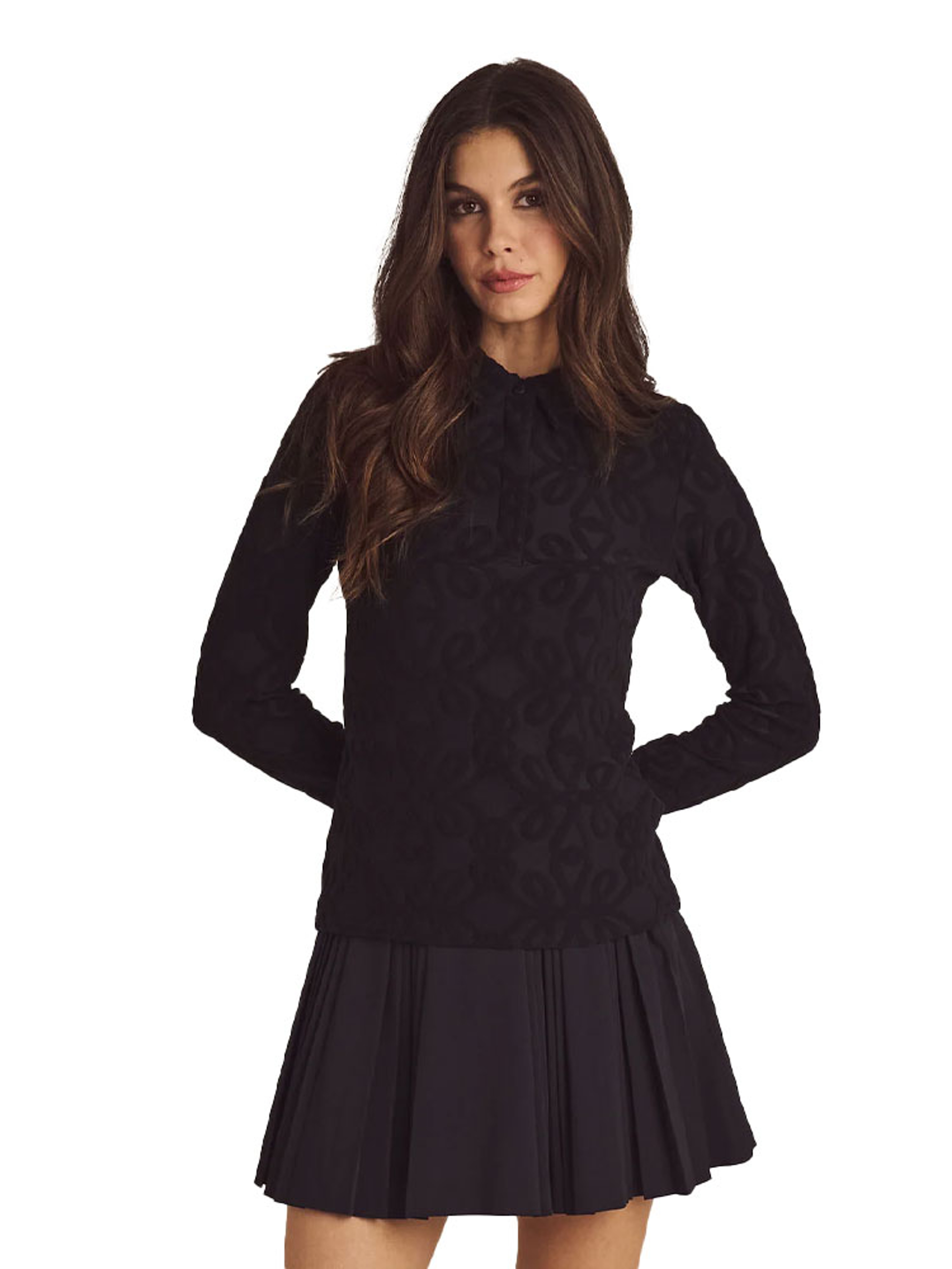 Malbon Womens Sophie Long Sleeve Polo - Black