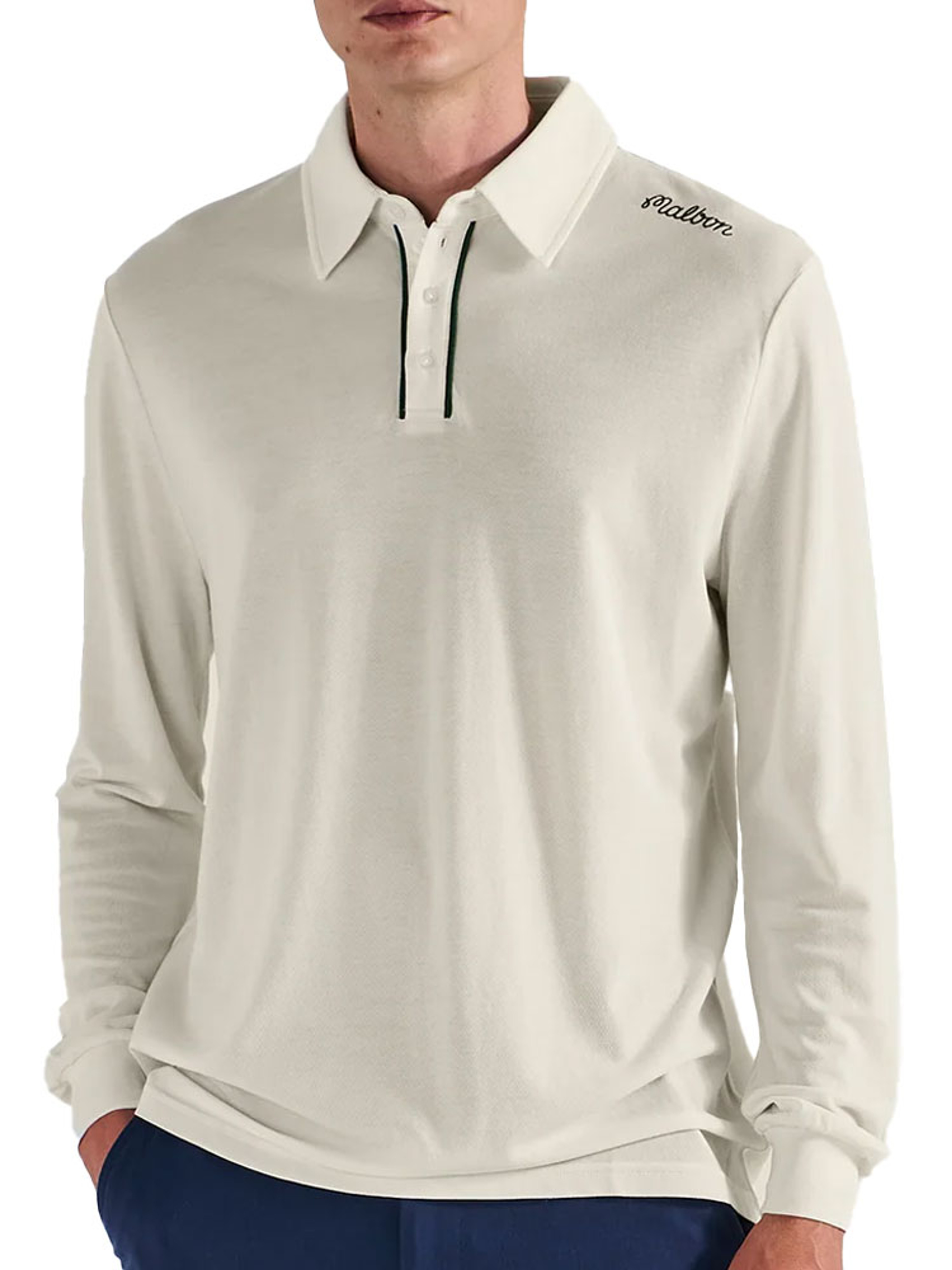 Malbon x Jasper Parnevik Long Sleeve Modal Pique Polo - Cream
