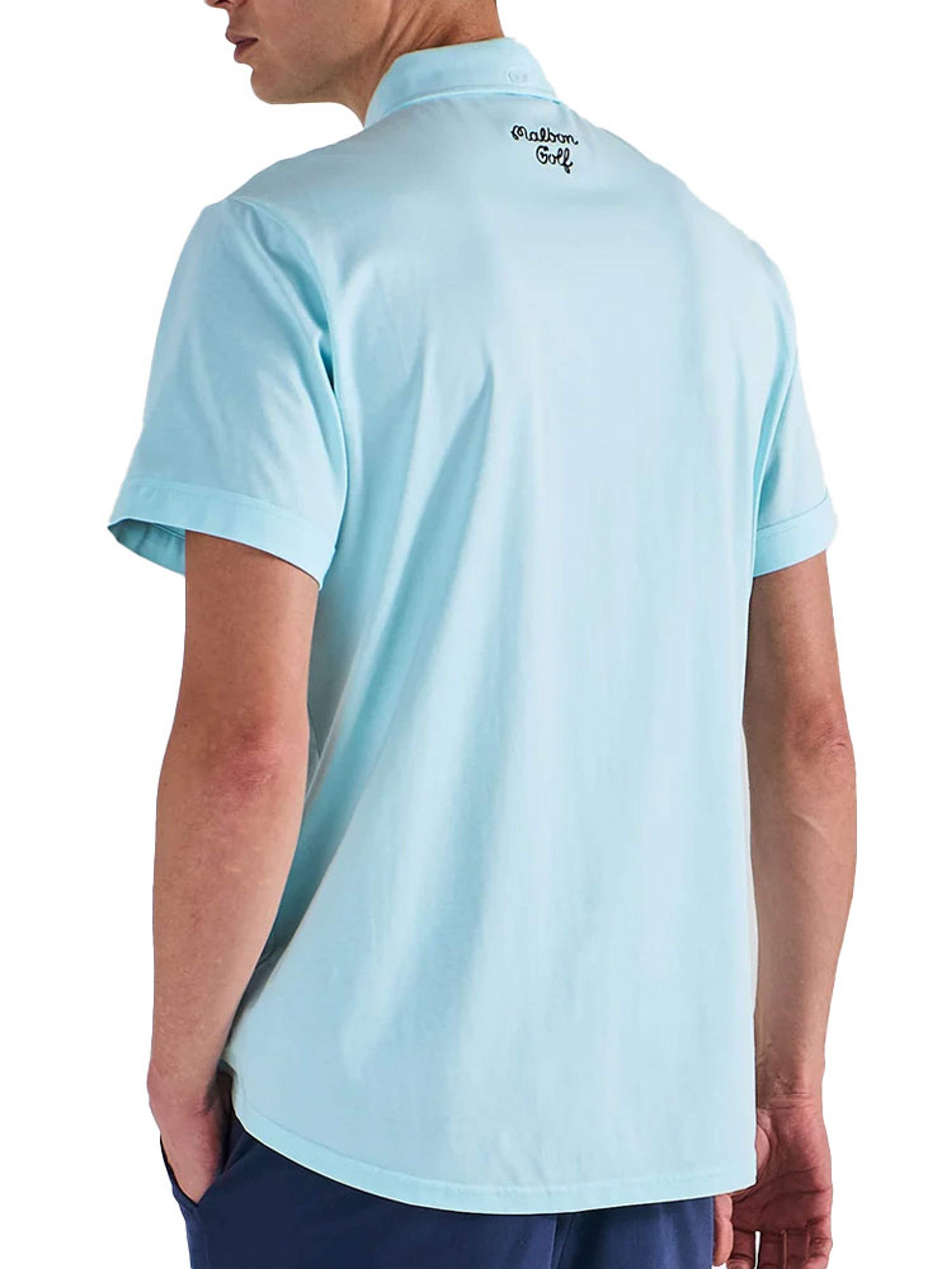 Malbon x Jasper Parnevik Single Pocket Mercerized Cotton Jersey Polo - Aqua Blue