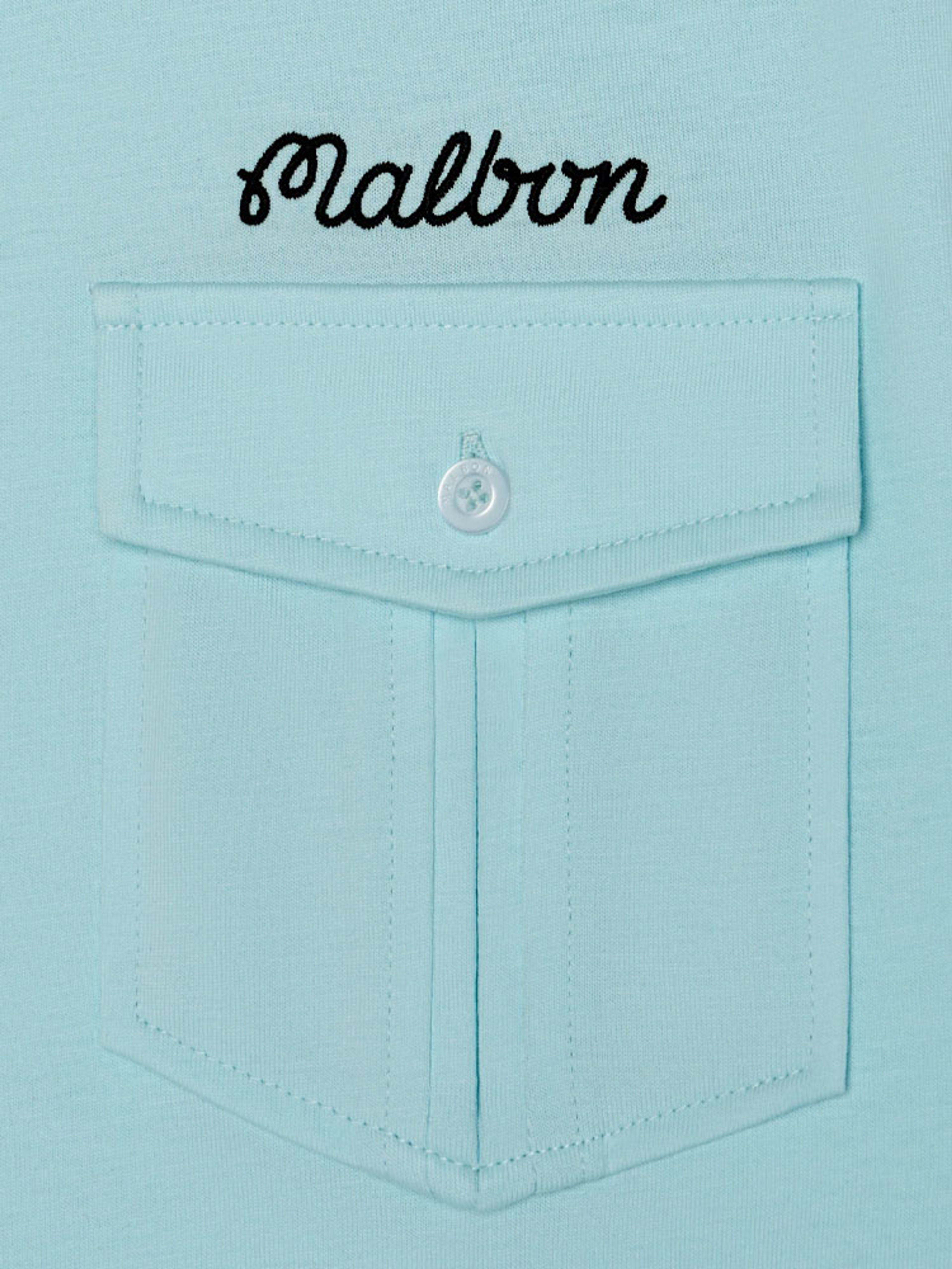 Malbon x Jasper Parnevik Single Pocket Mercerized Cotton Jersey Polo - Aqua Blue