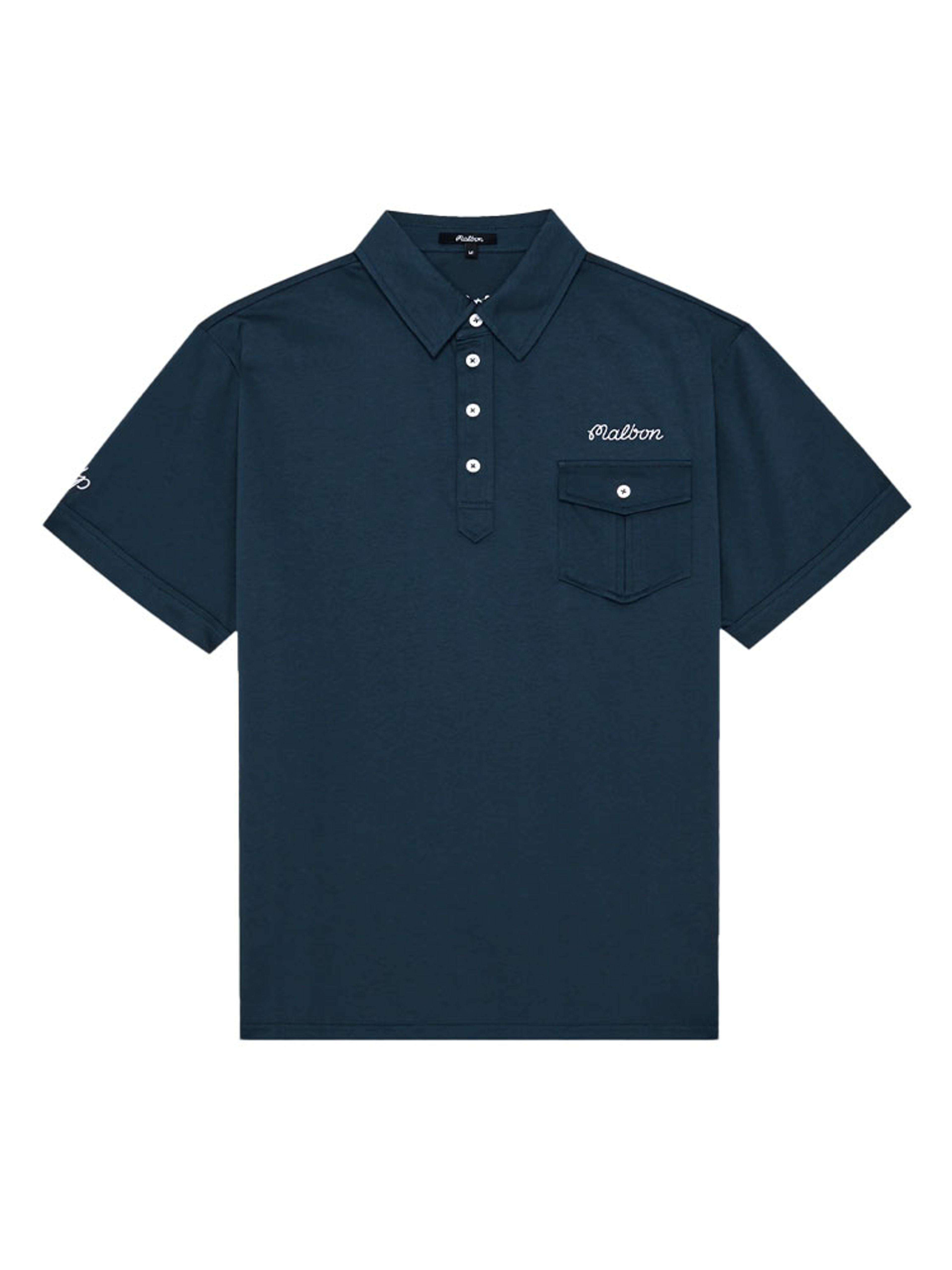 Malbon x Jasper Parnevik Single Pocket Mercerized Cotton Jersey Polo - Navy