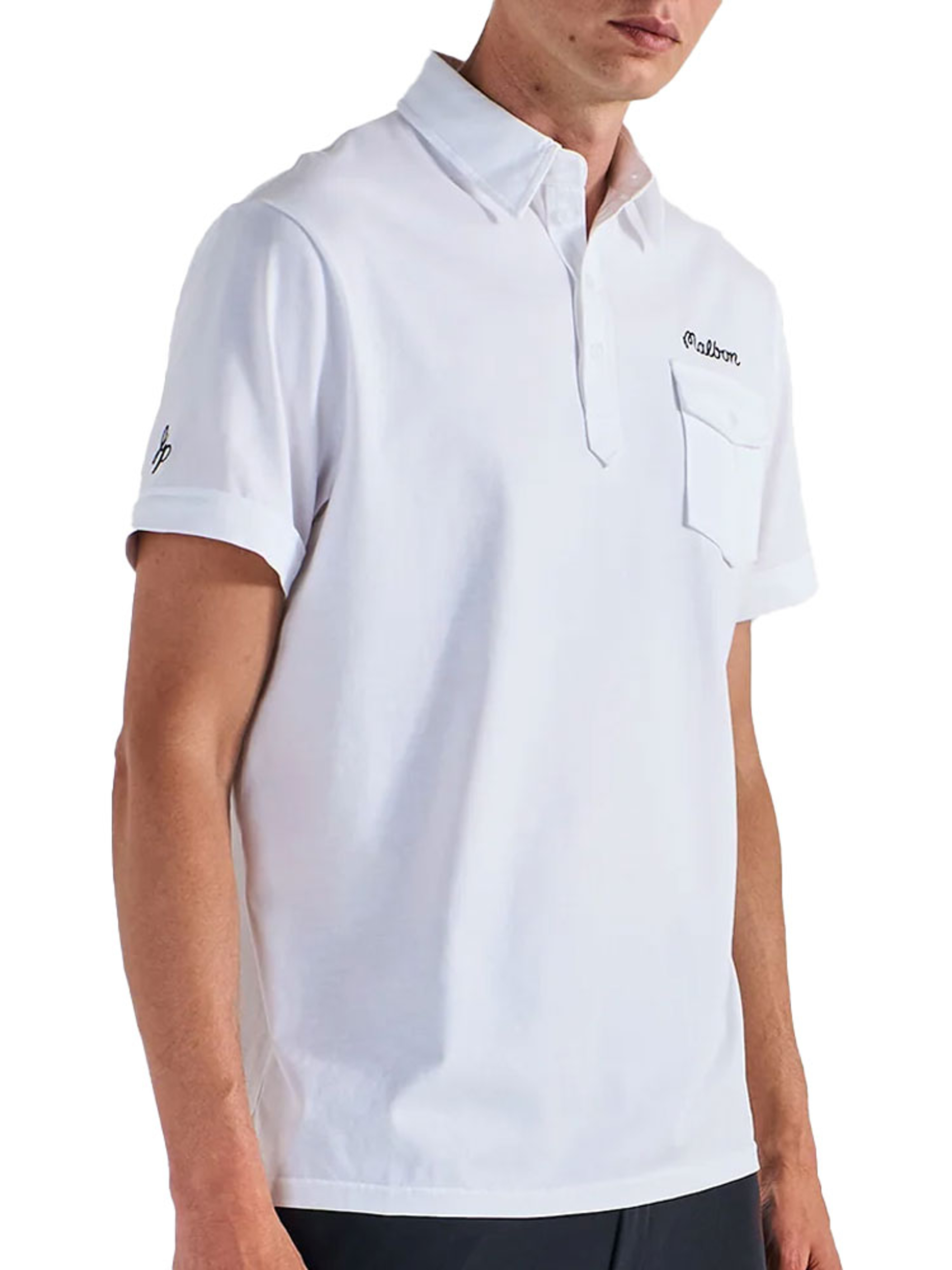 Malbon x Jasper Parnevik Single Pocket Mercerized Cotton Jersey Polo - White