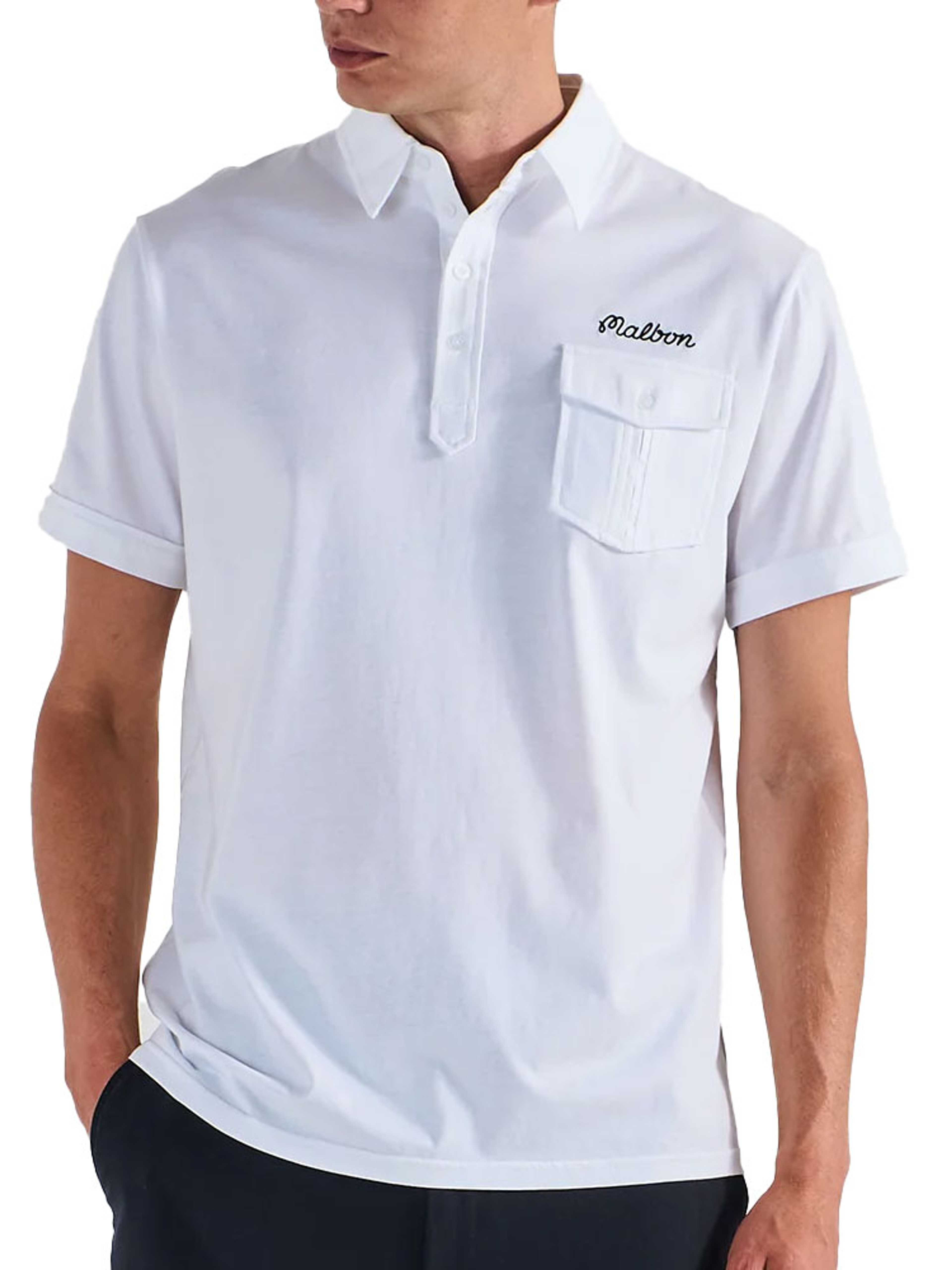 Malbon x Jasper Parnevik Single Pocket Mercerized Cotton Jersey Polo - White