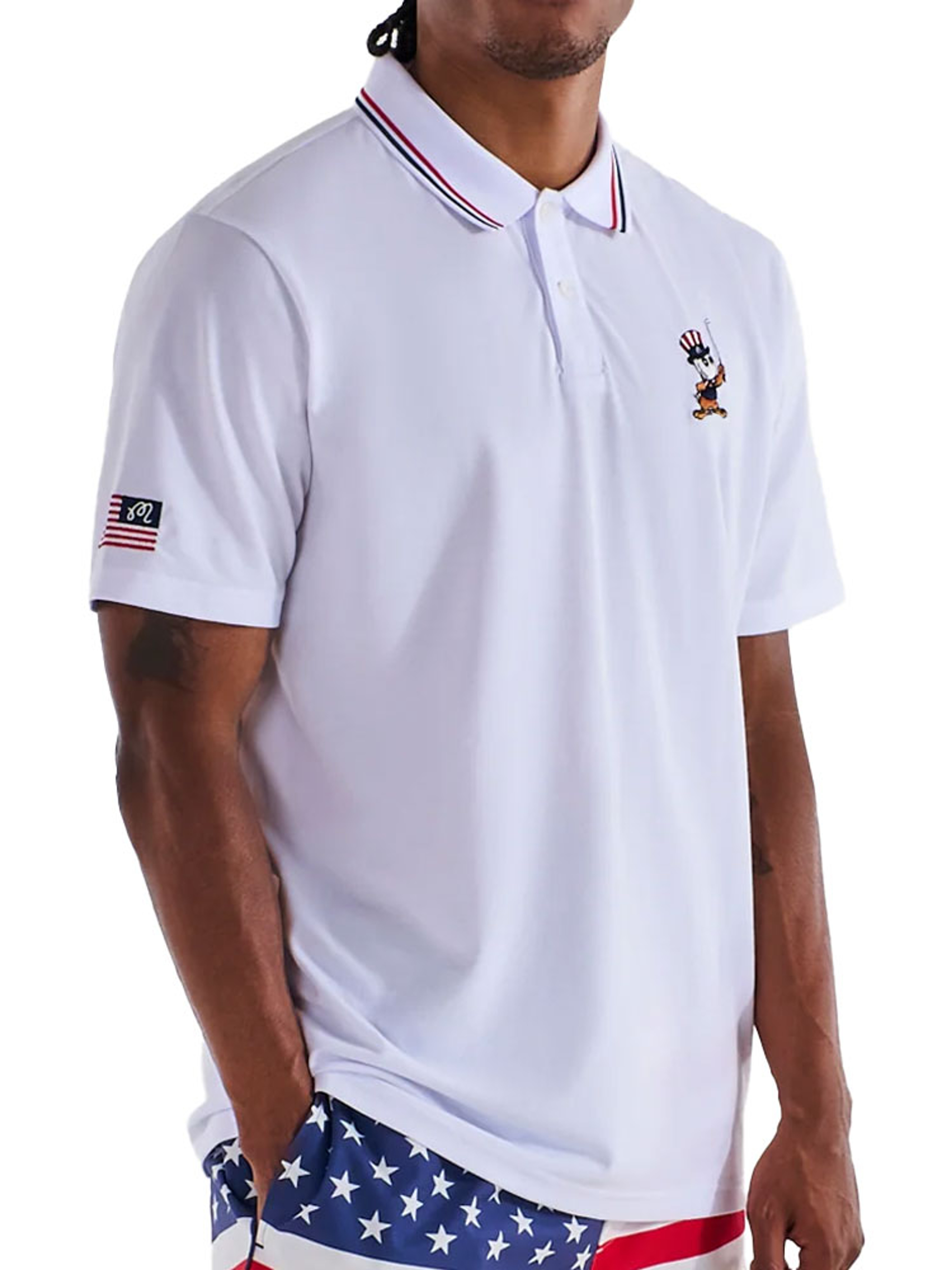 Malbon Eagle Buckets Performance Pique Polo - White