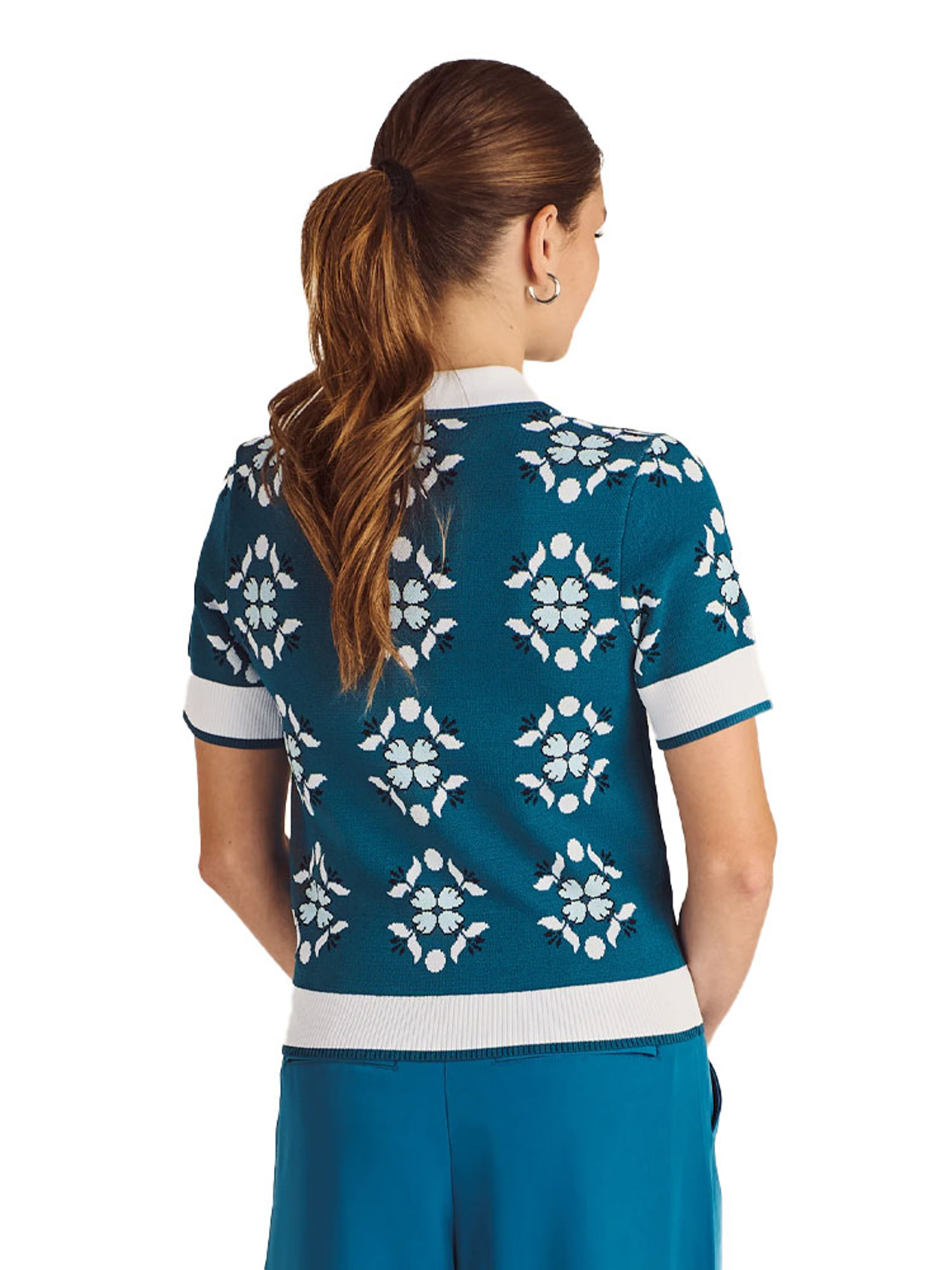 Malbon Womens Lucia Quarter Zip Polo - Ocean Multi