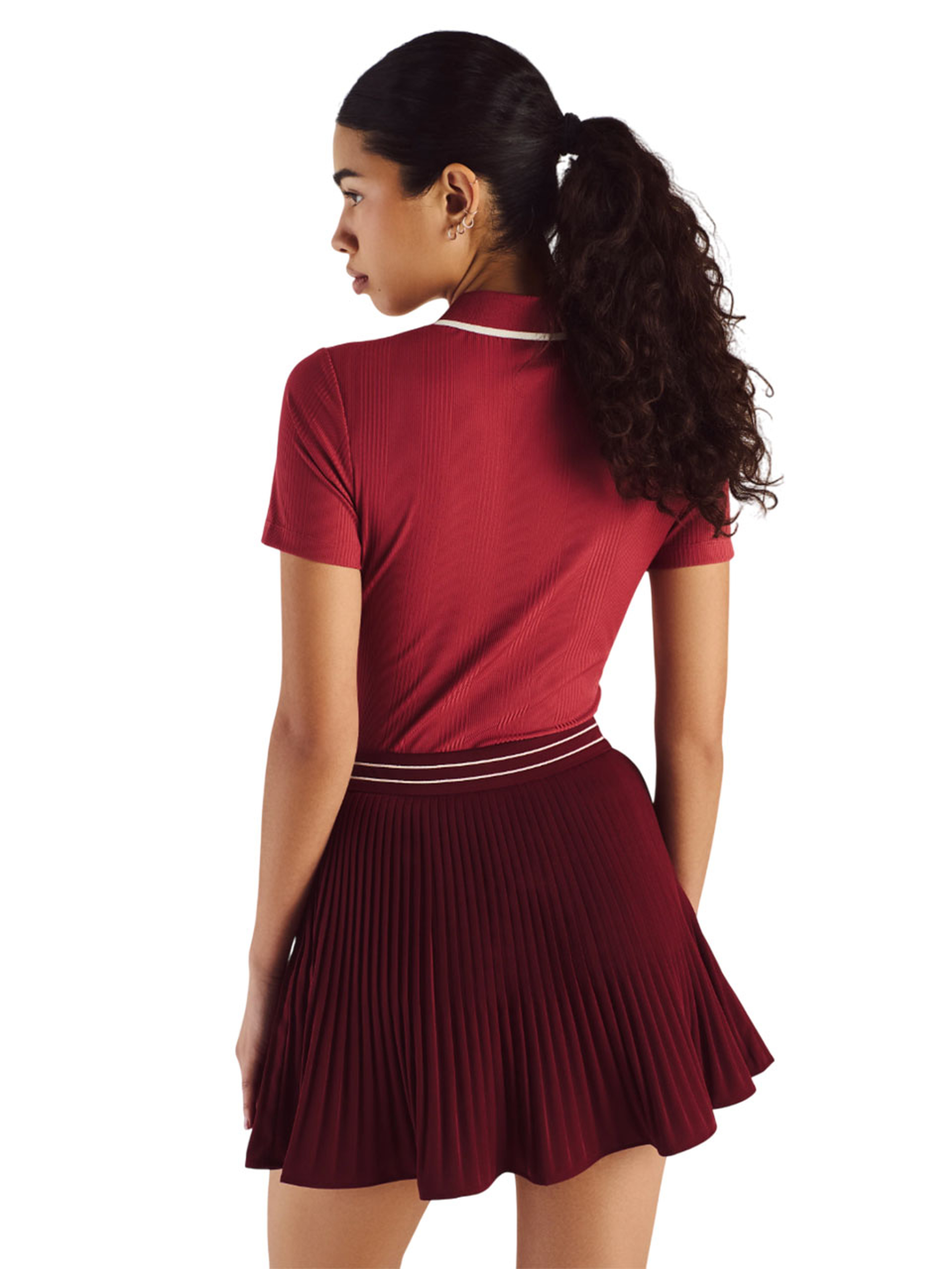 Malbon Womens Camilla Quarter Zip Polo - Garnet