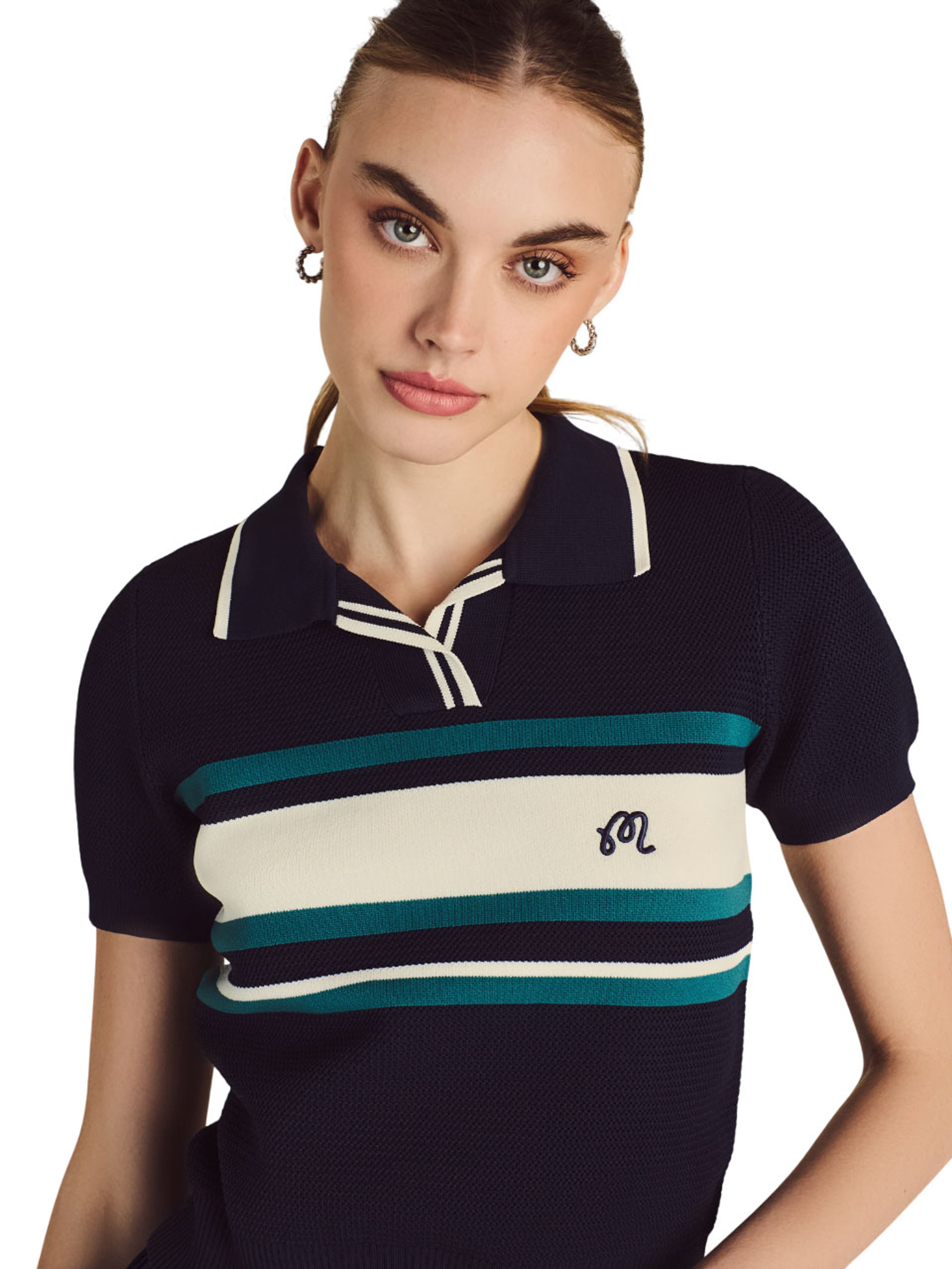 Malbon Womens Carina Polo - Navy