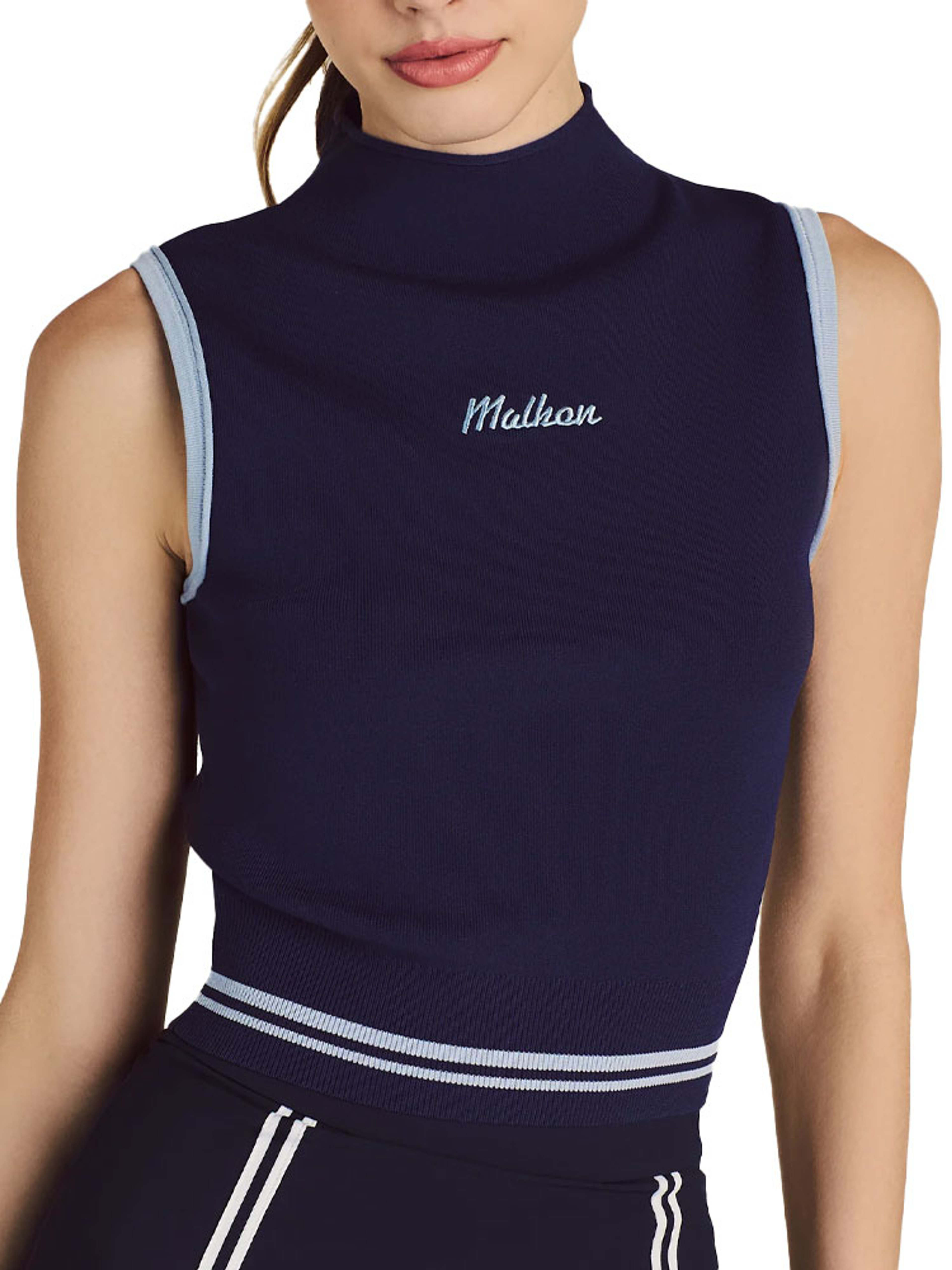 Malbon Womens Kara Mock Neck Vest - Navy