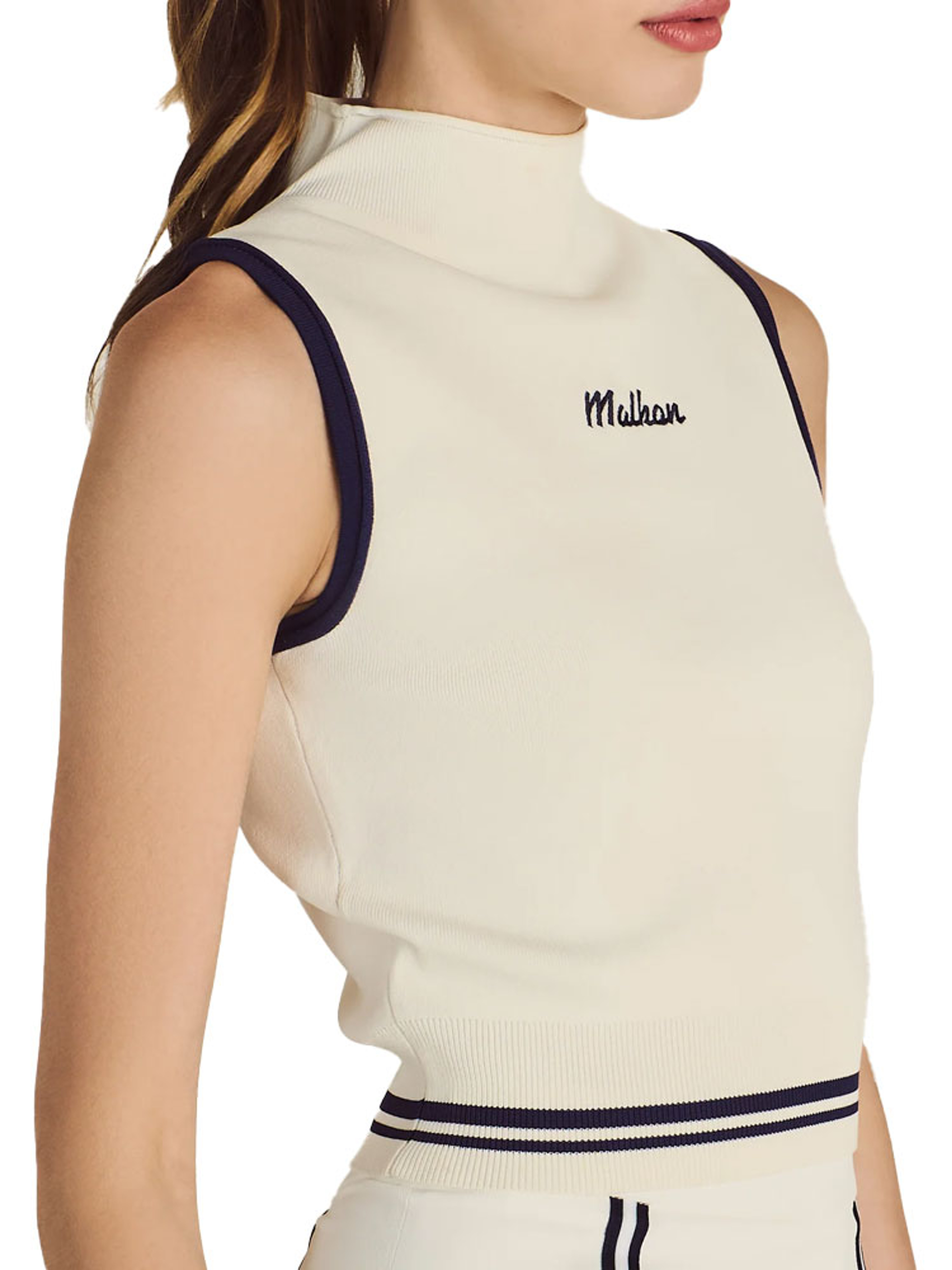Malbon Womens Kara Mock Neck Vest - Ivory