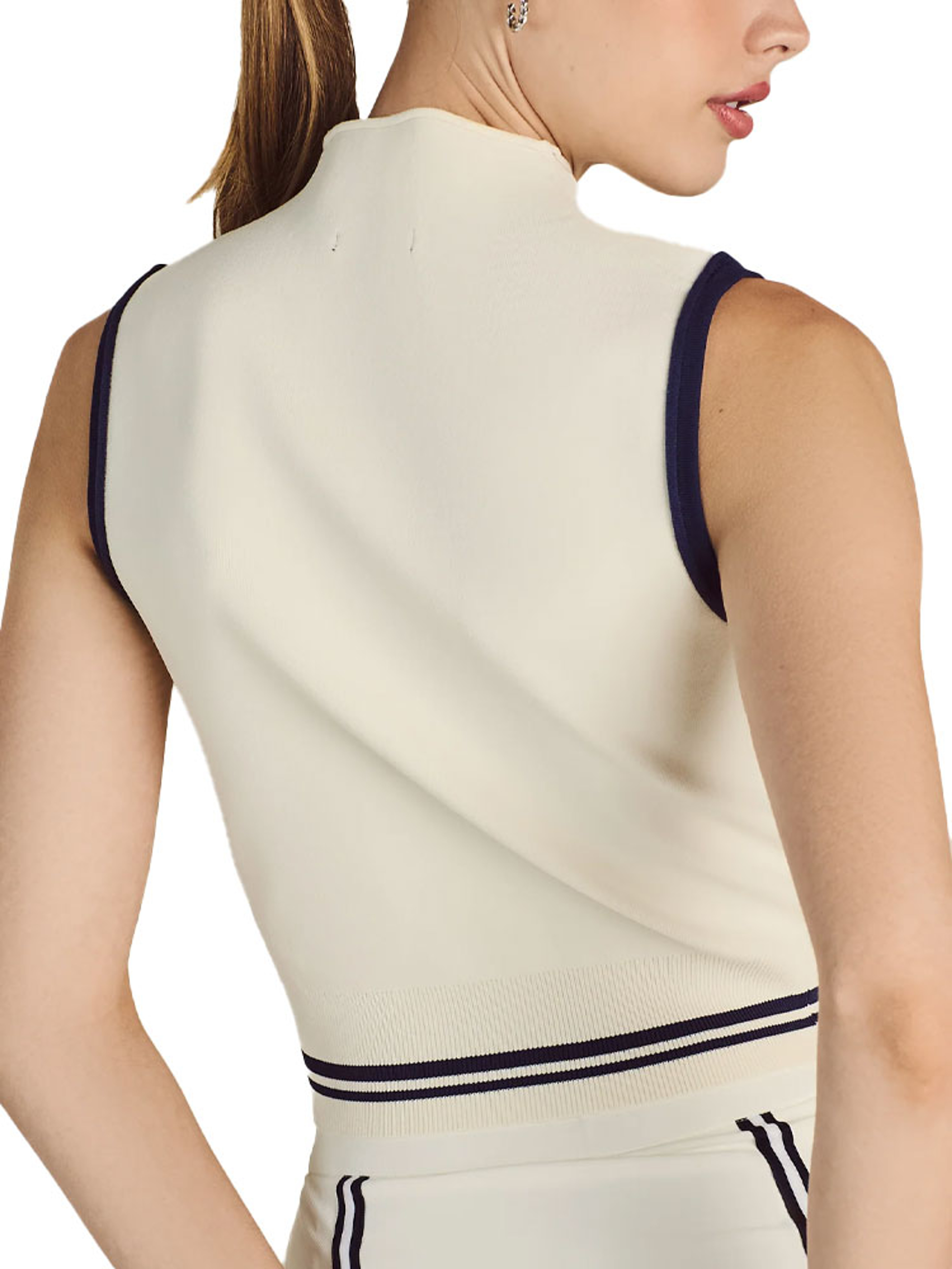 Malbon Womens Kara Mock Neck Vest - Ivory