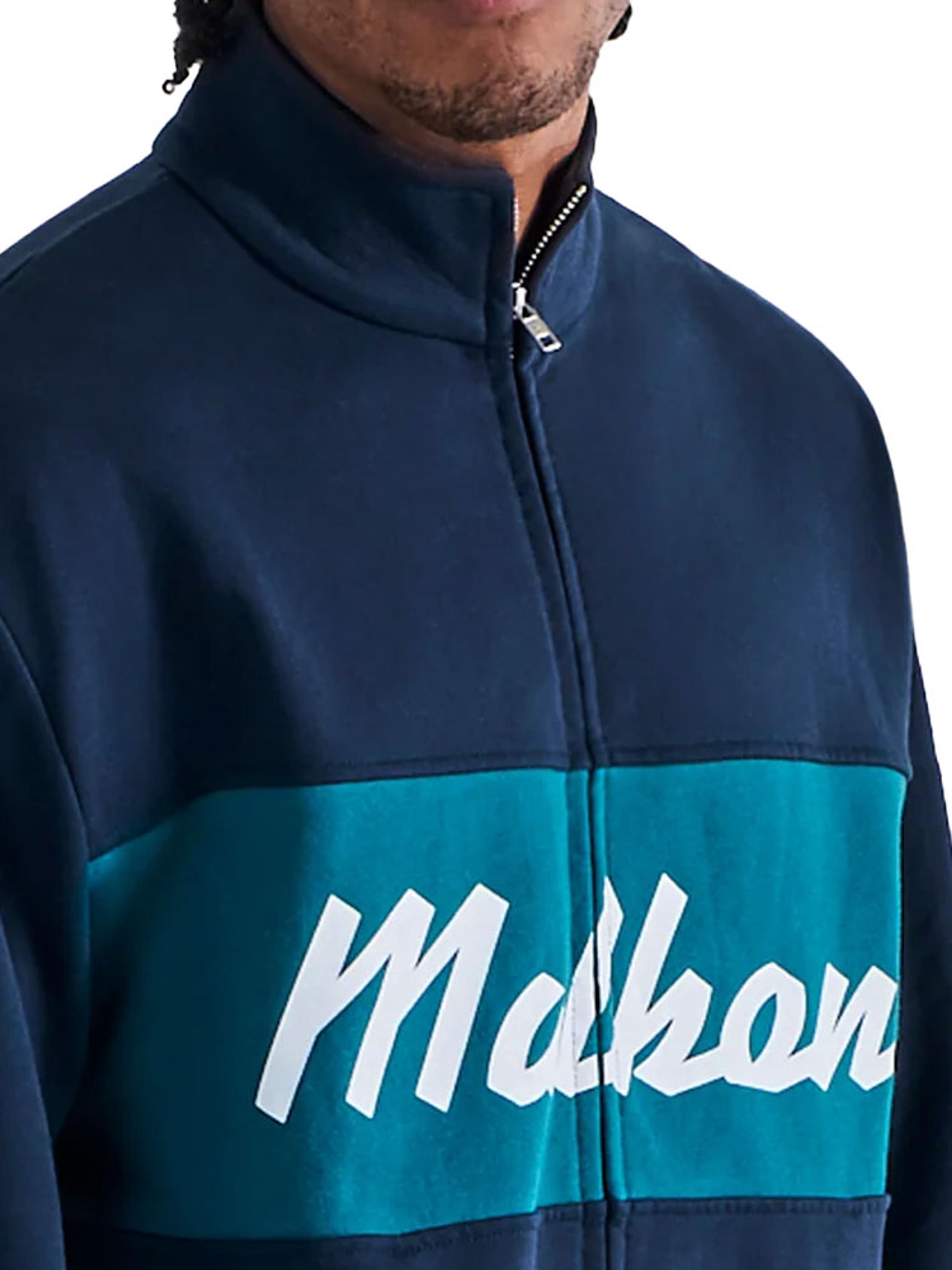 Malbon University Double Zip Jacket - Navy