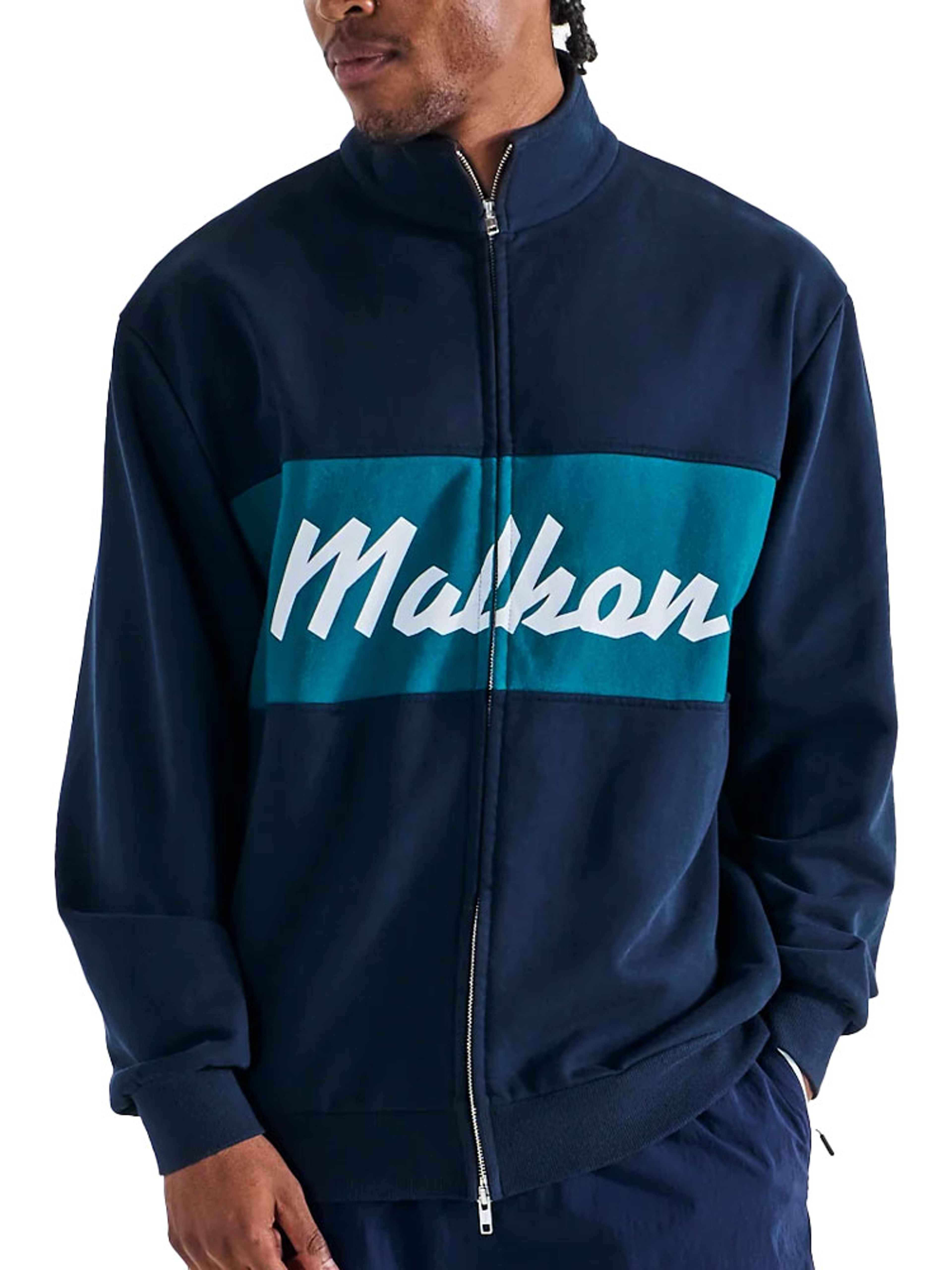 Malbon University Double Zip Jacket - Navy
