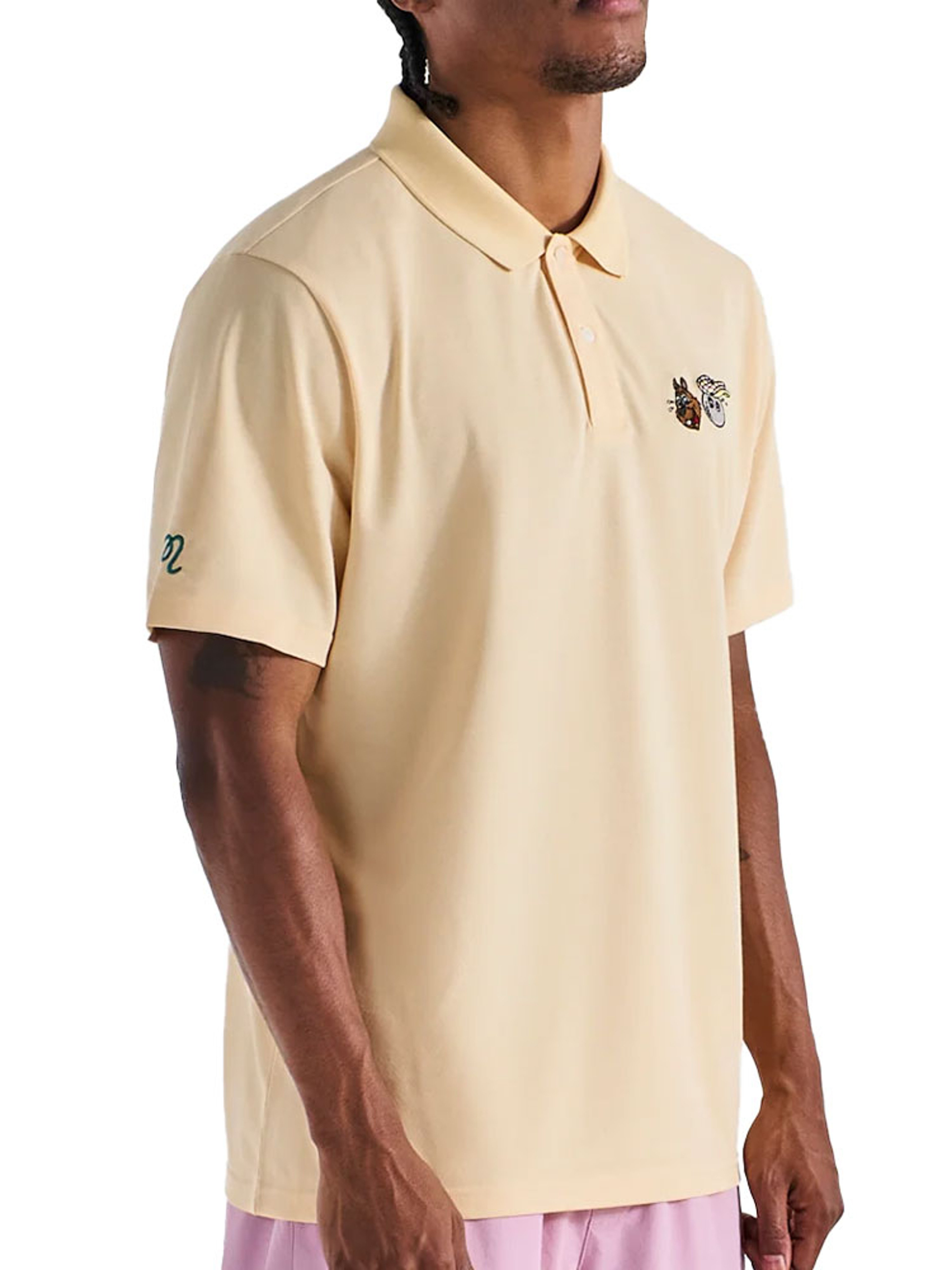 Malbon Two Man Scramble Pique Polo - Light Khaki