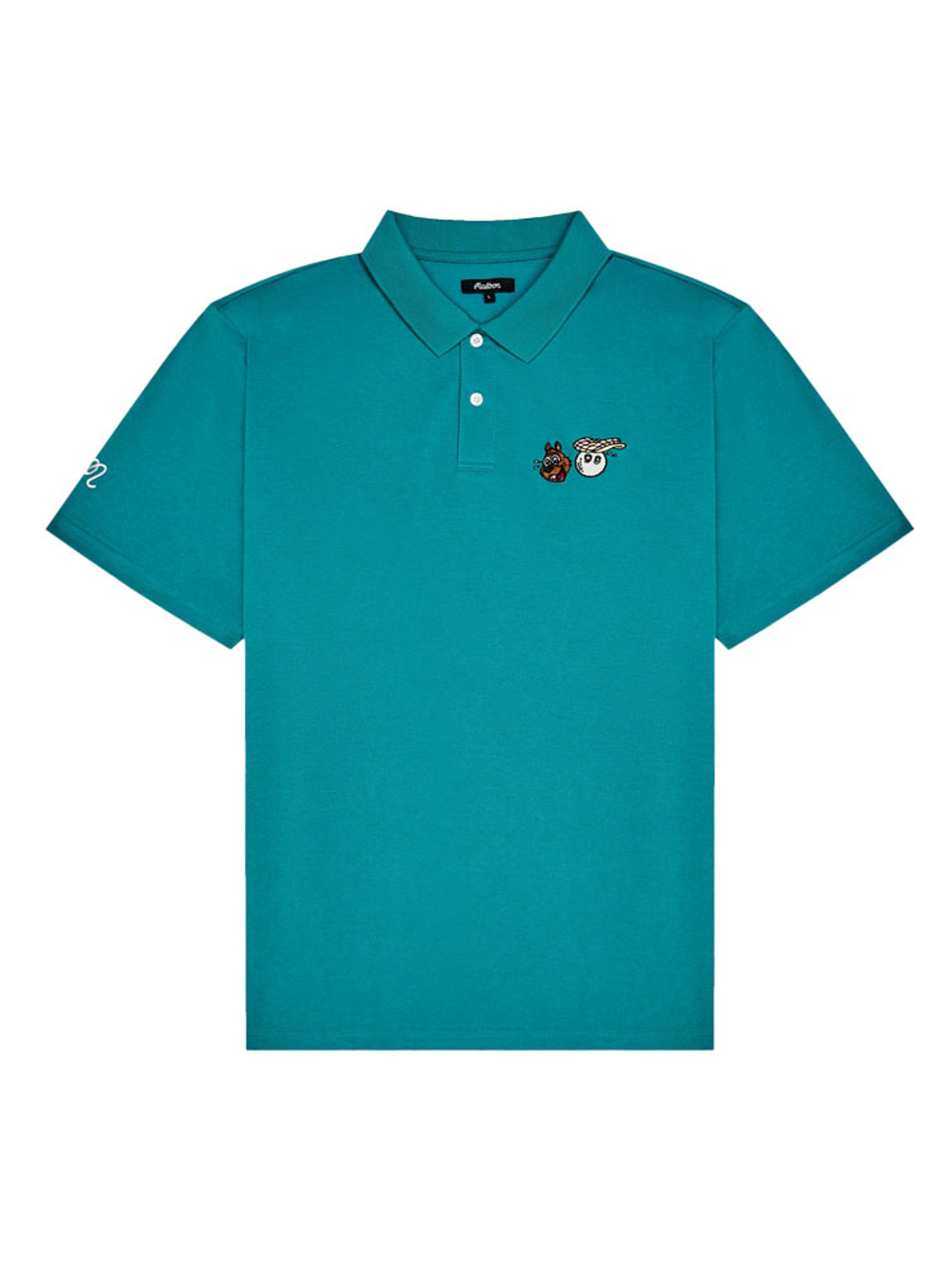Malbon Two Man Scramble Pique Polo - Blue Green
