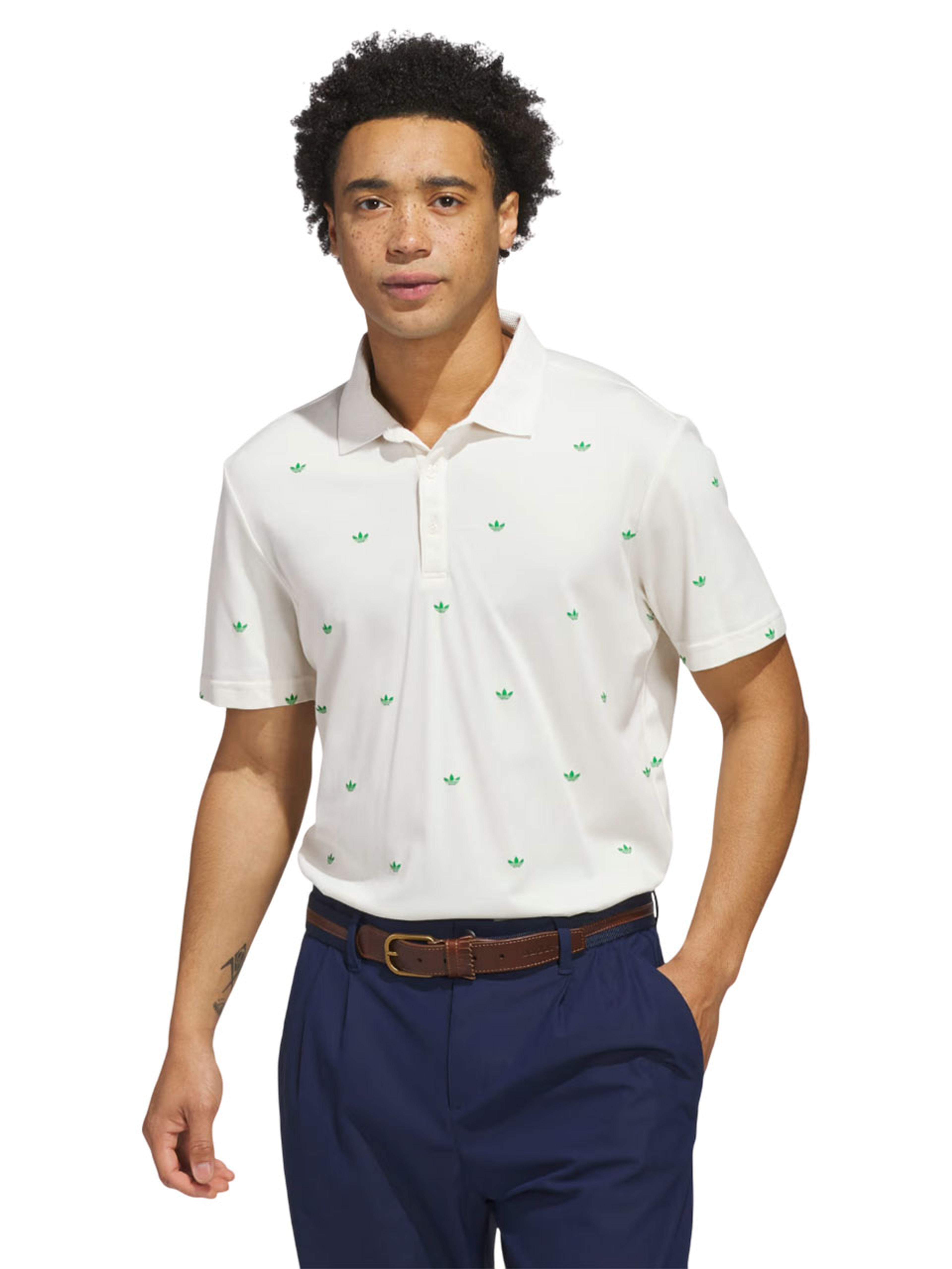 adidas Originals Printed Trefoil Polo - Chalk White