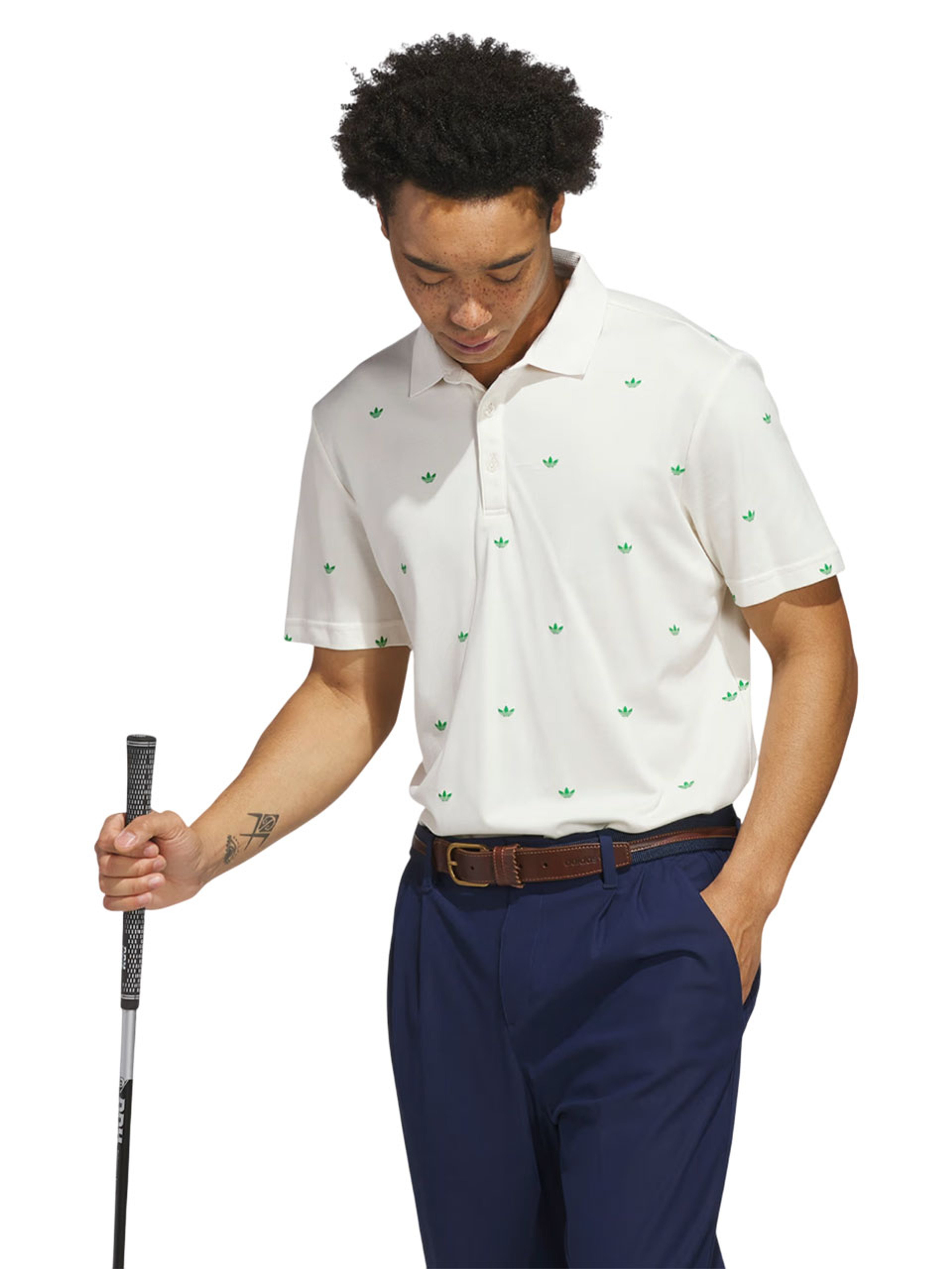adidas Originals Printed Trefoil Polo - Chalk White