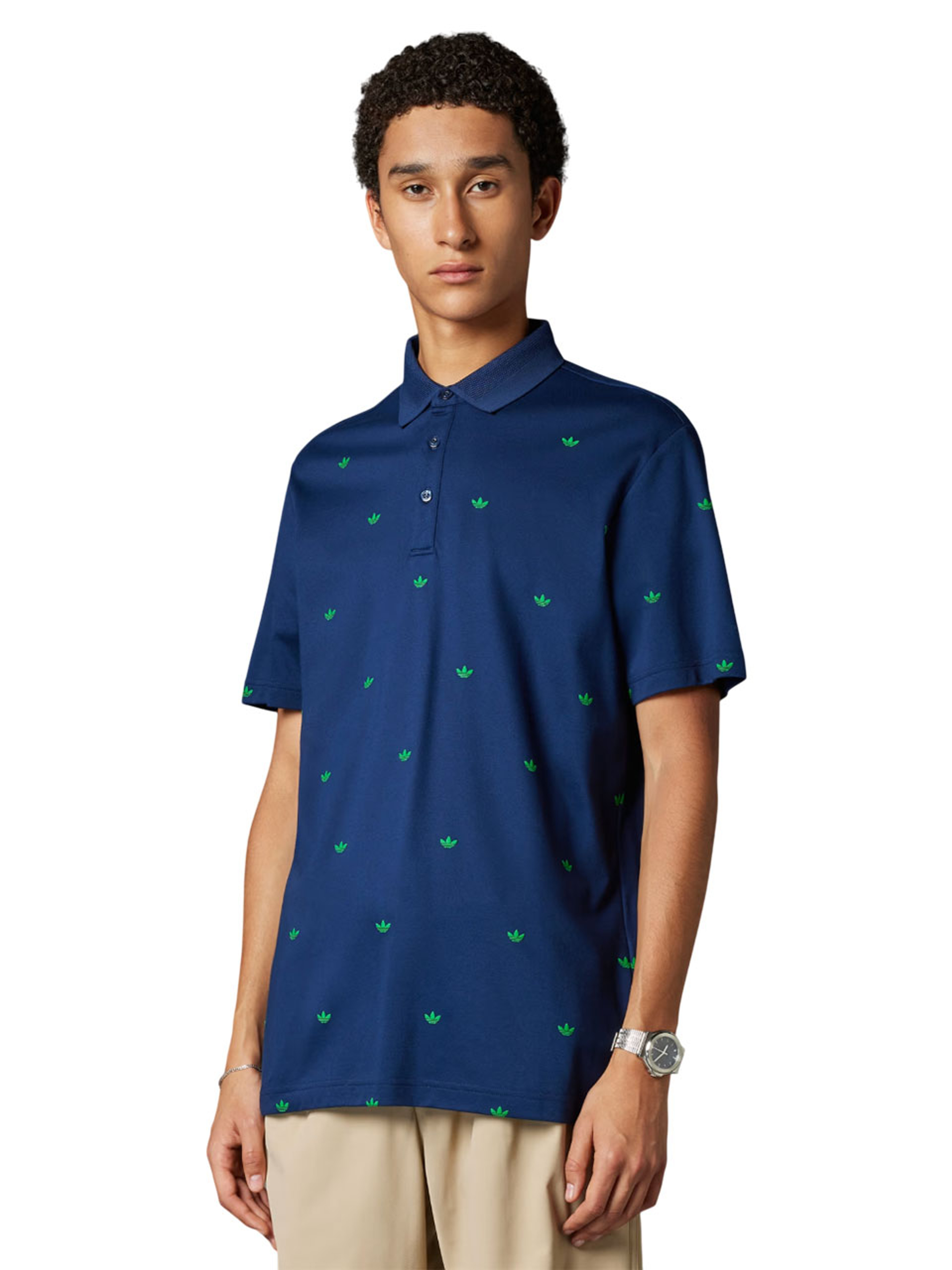 adidas Originals Printed Trefoil Polo - Night Indigo