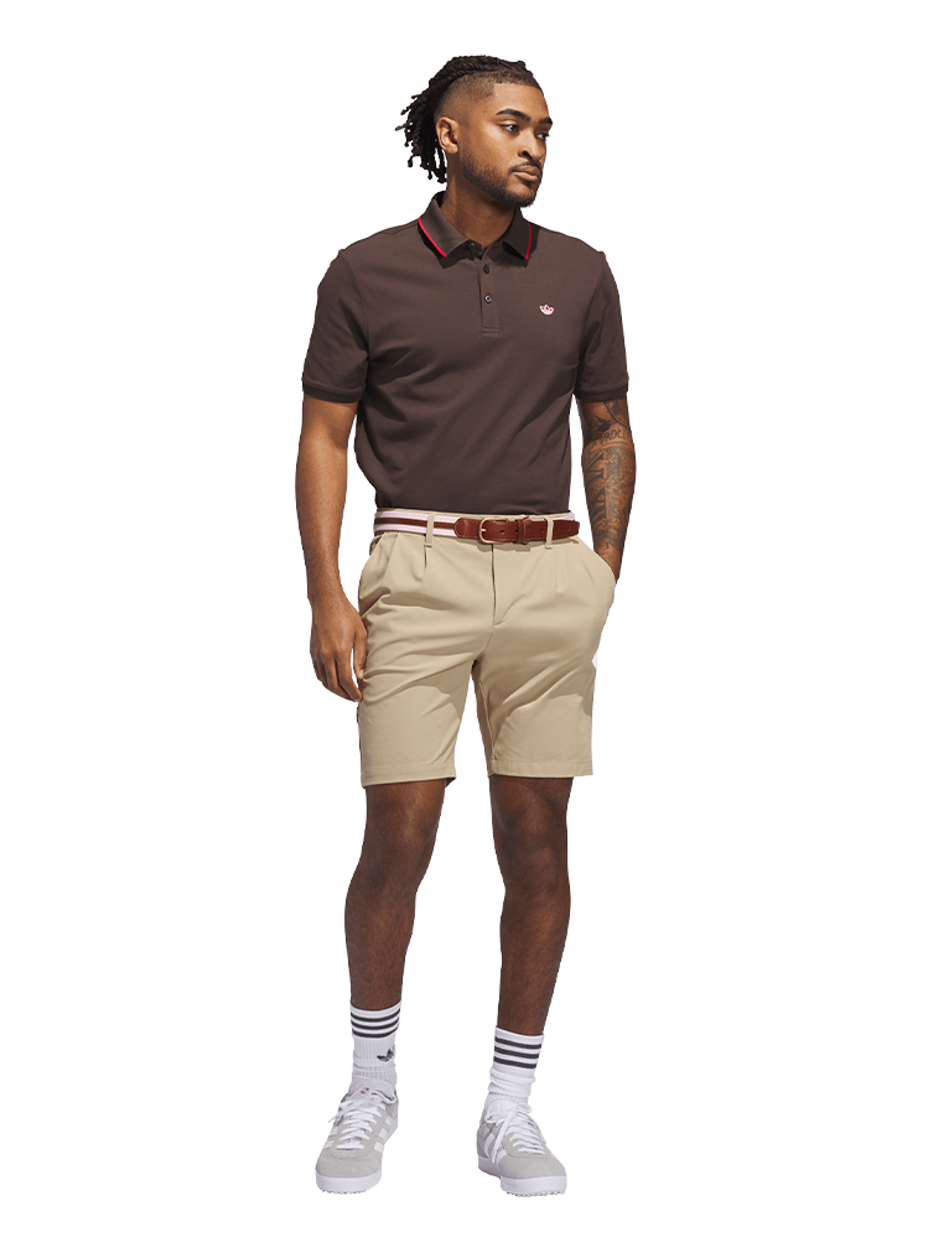 adidas Originals Twistknit Trefoil Polo - Dark Brown