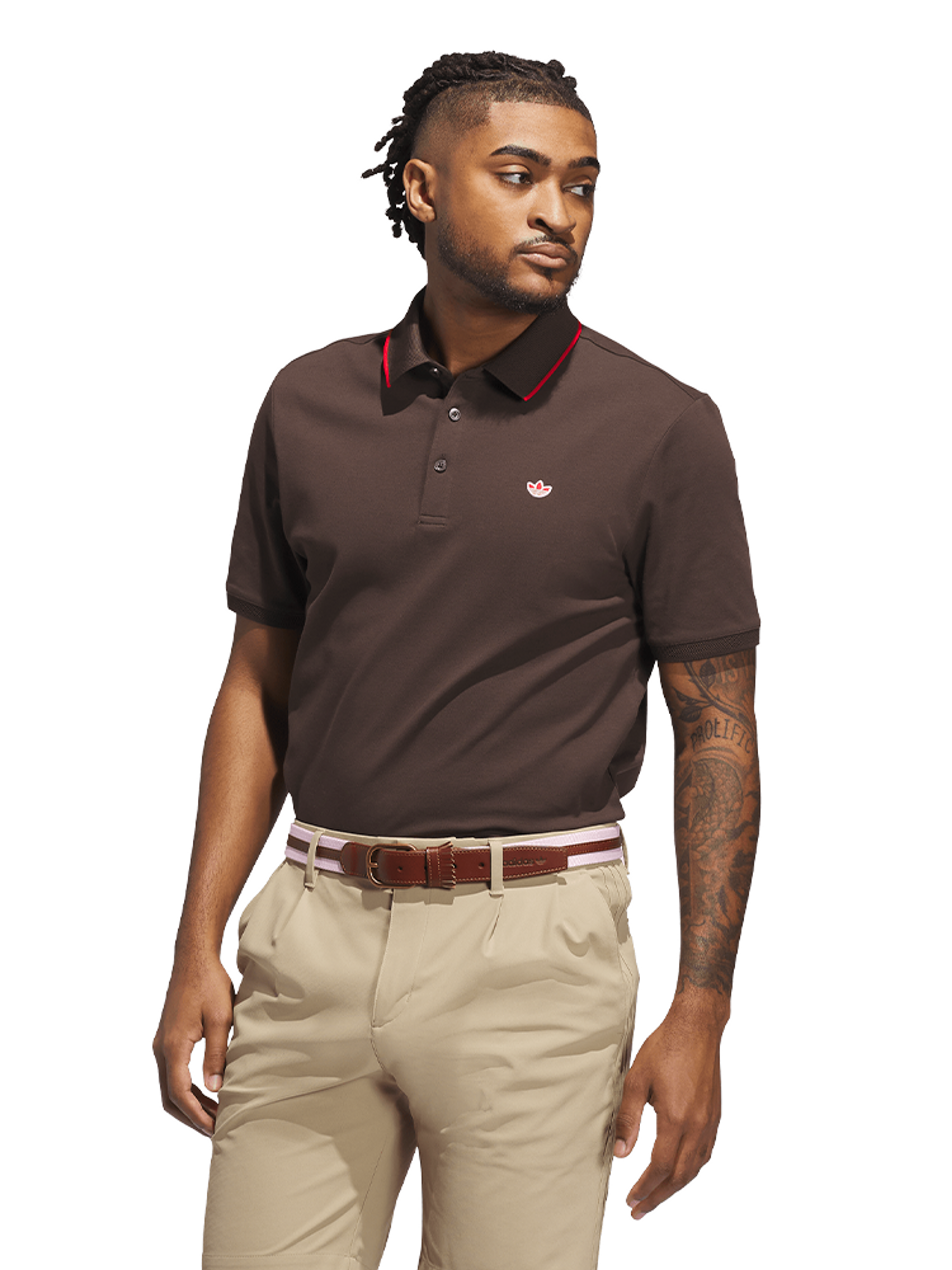 adidas Originals Twistknit Trefoil Polo - Dark Brown