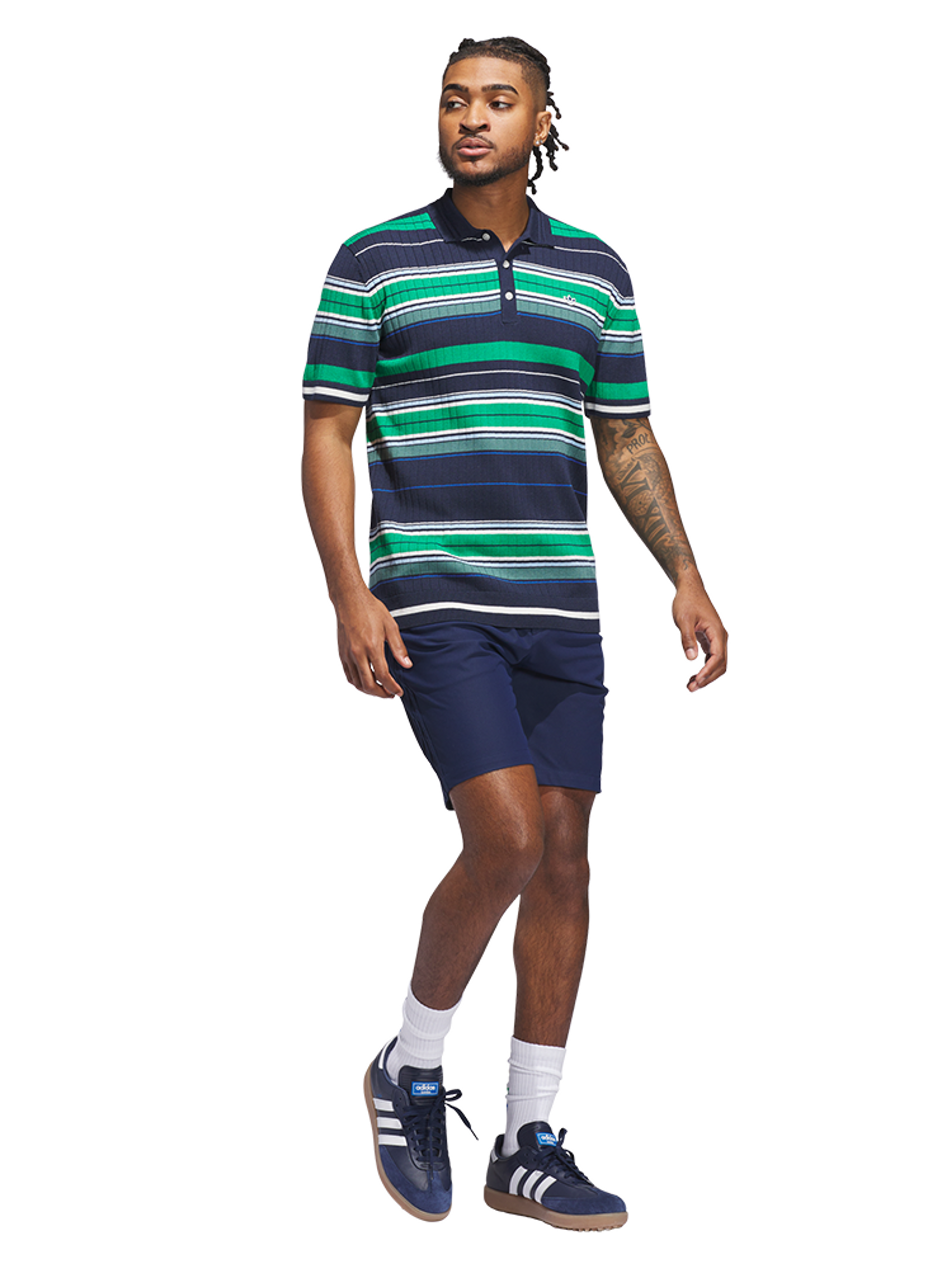 adidas Originals Knit Polo - Night Indigo/Green