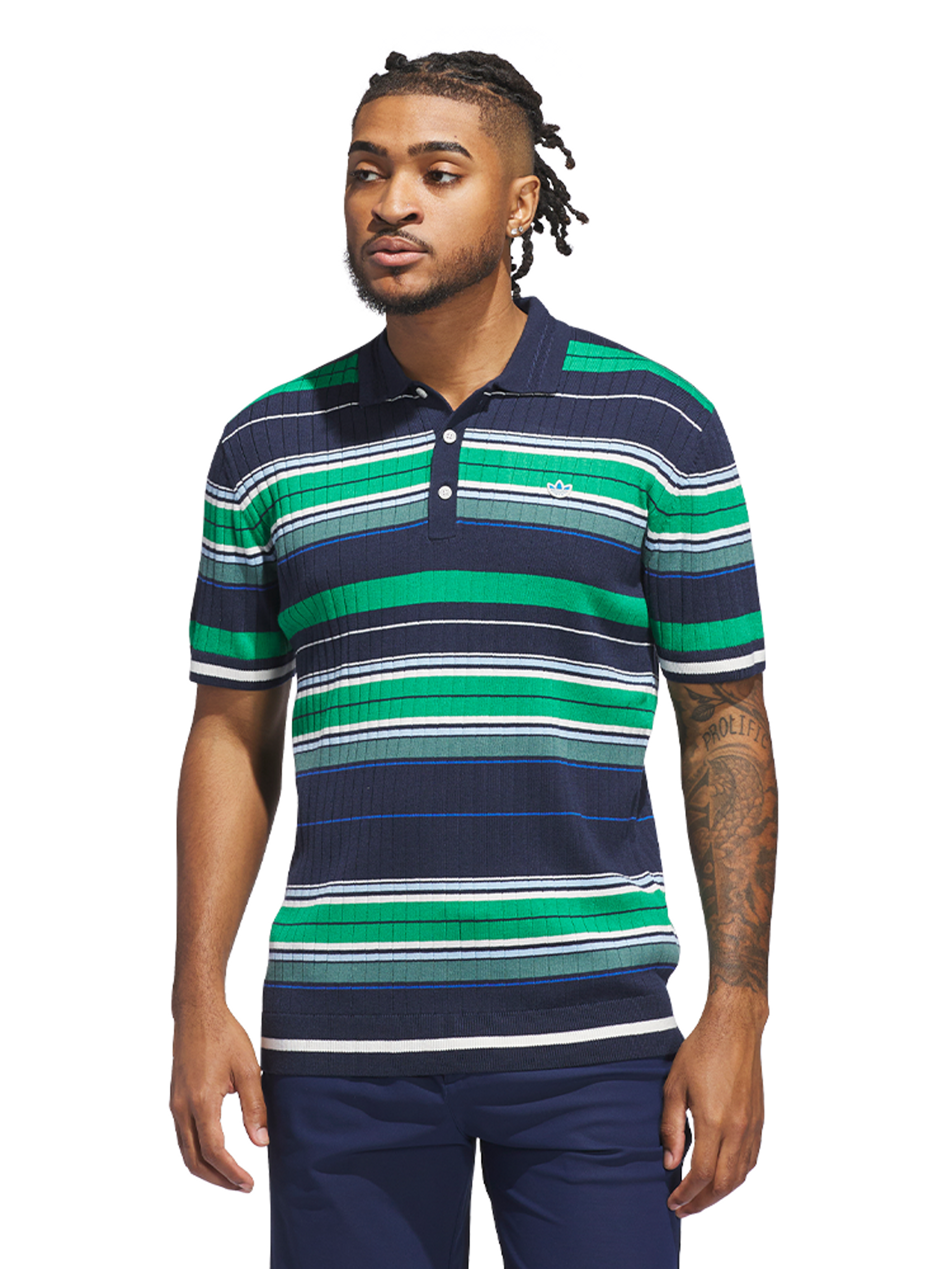 adidas Originals Knit Polo - Night Indigo/Green
