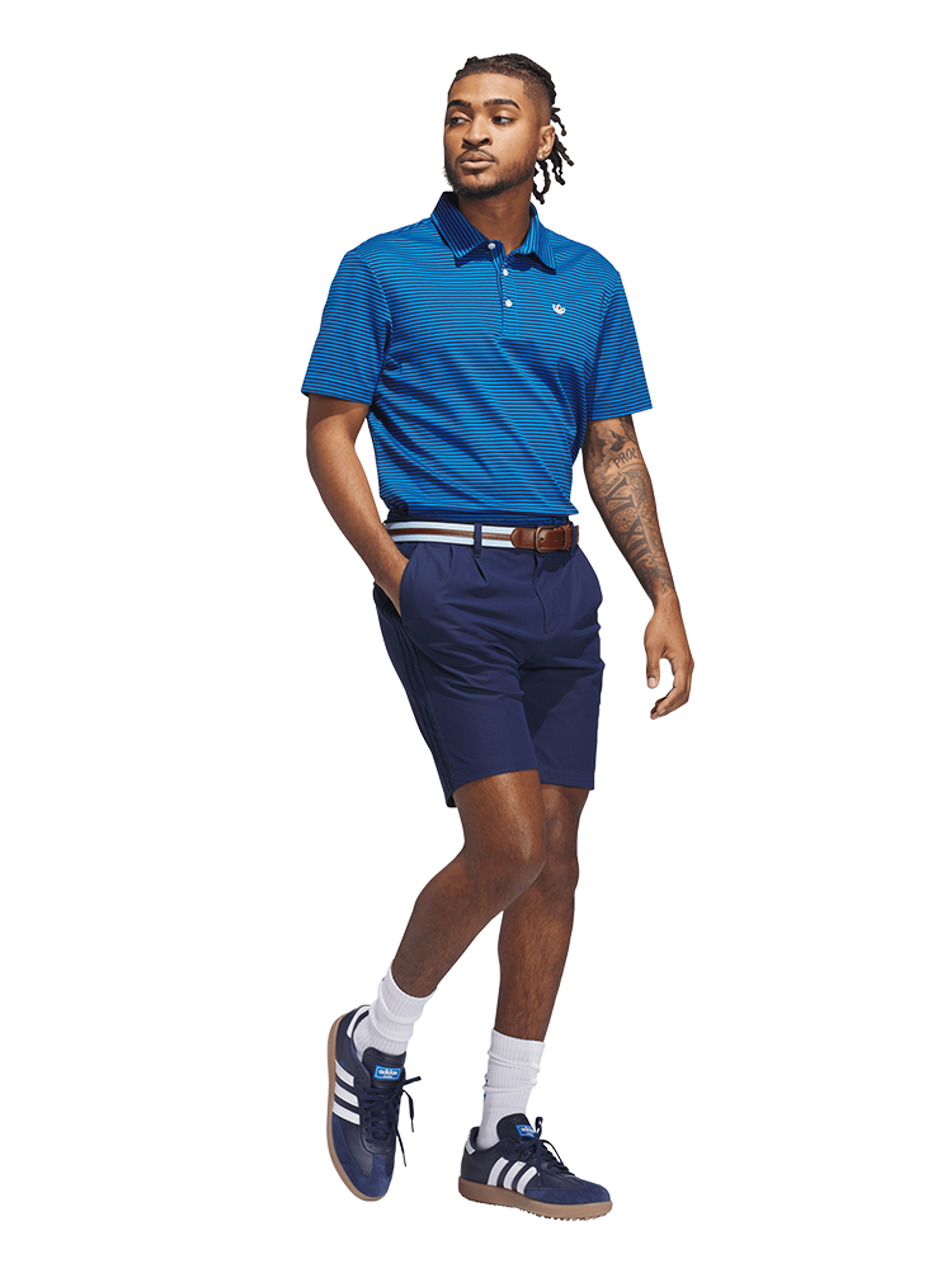 adidas Originals Stripe Pique Polo - Blue Bird/Night Indigo
