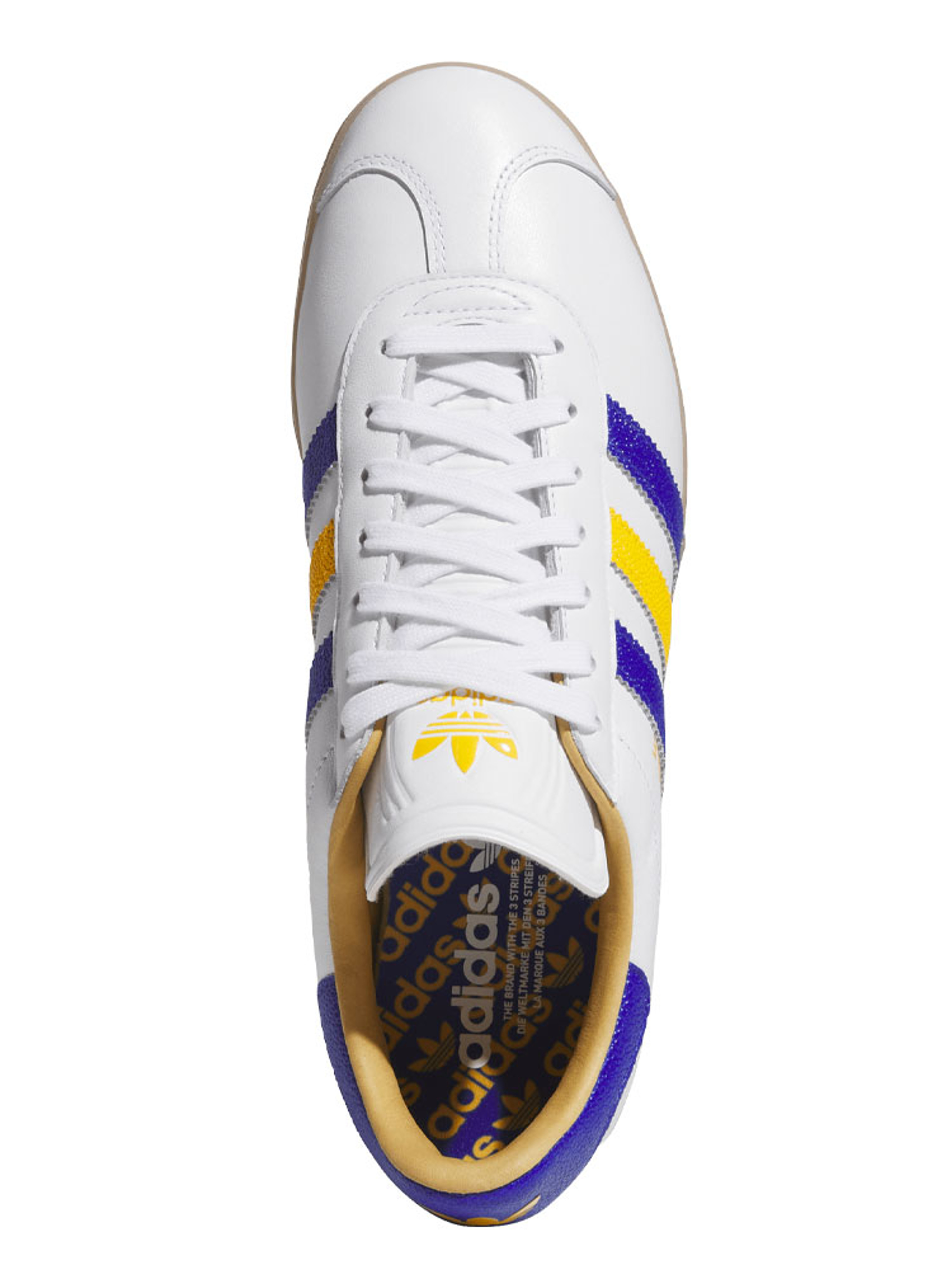 adidas Originals Gazelle Leather Spikeless Golf Shoes - Ftwr White/Blue/Yellow