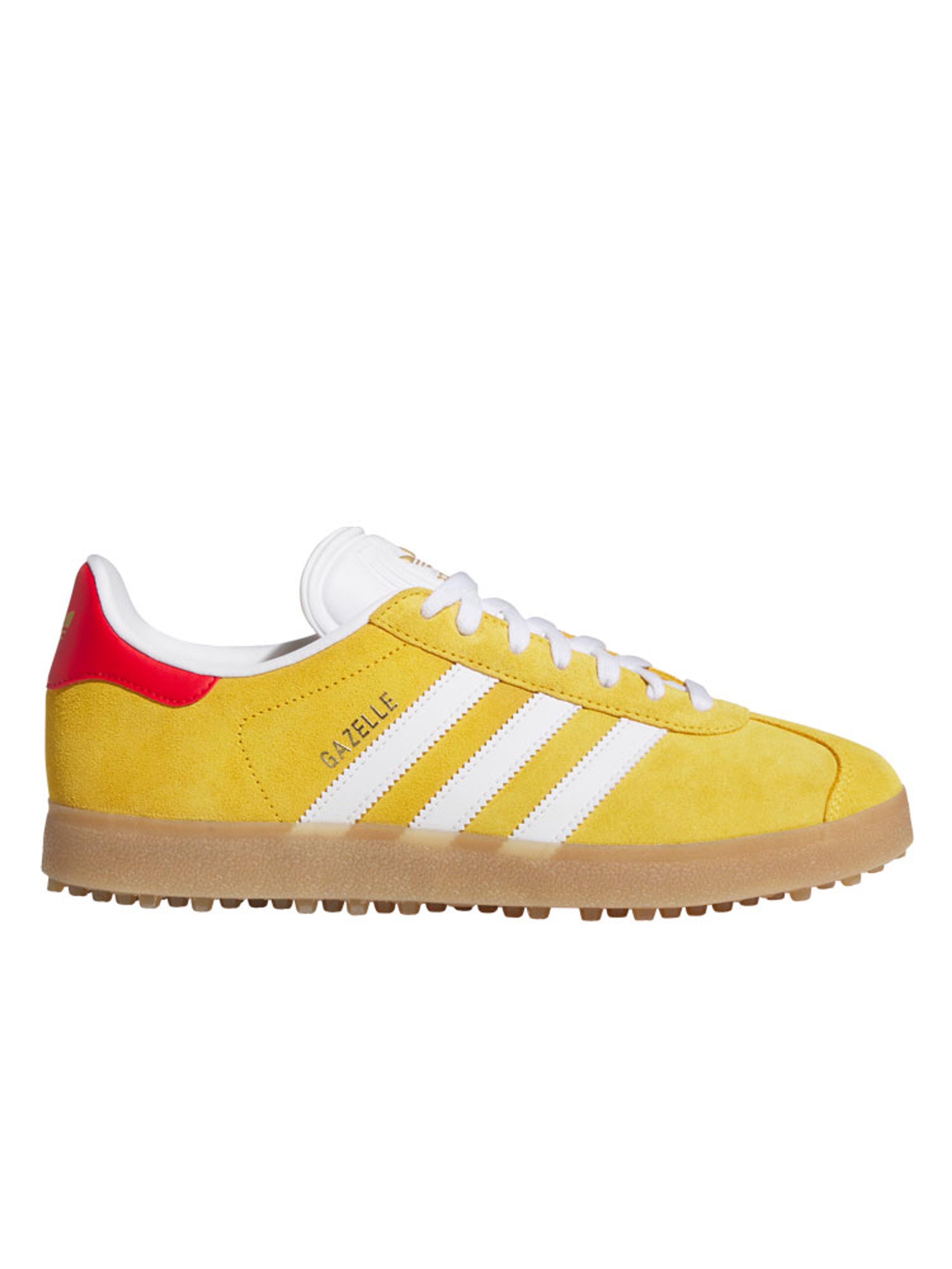 adidas Originals Gazelle Spikeless Golf Shoes - Bold Gold/White/Better Scarlet