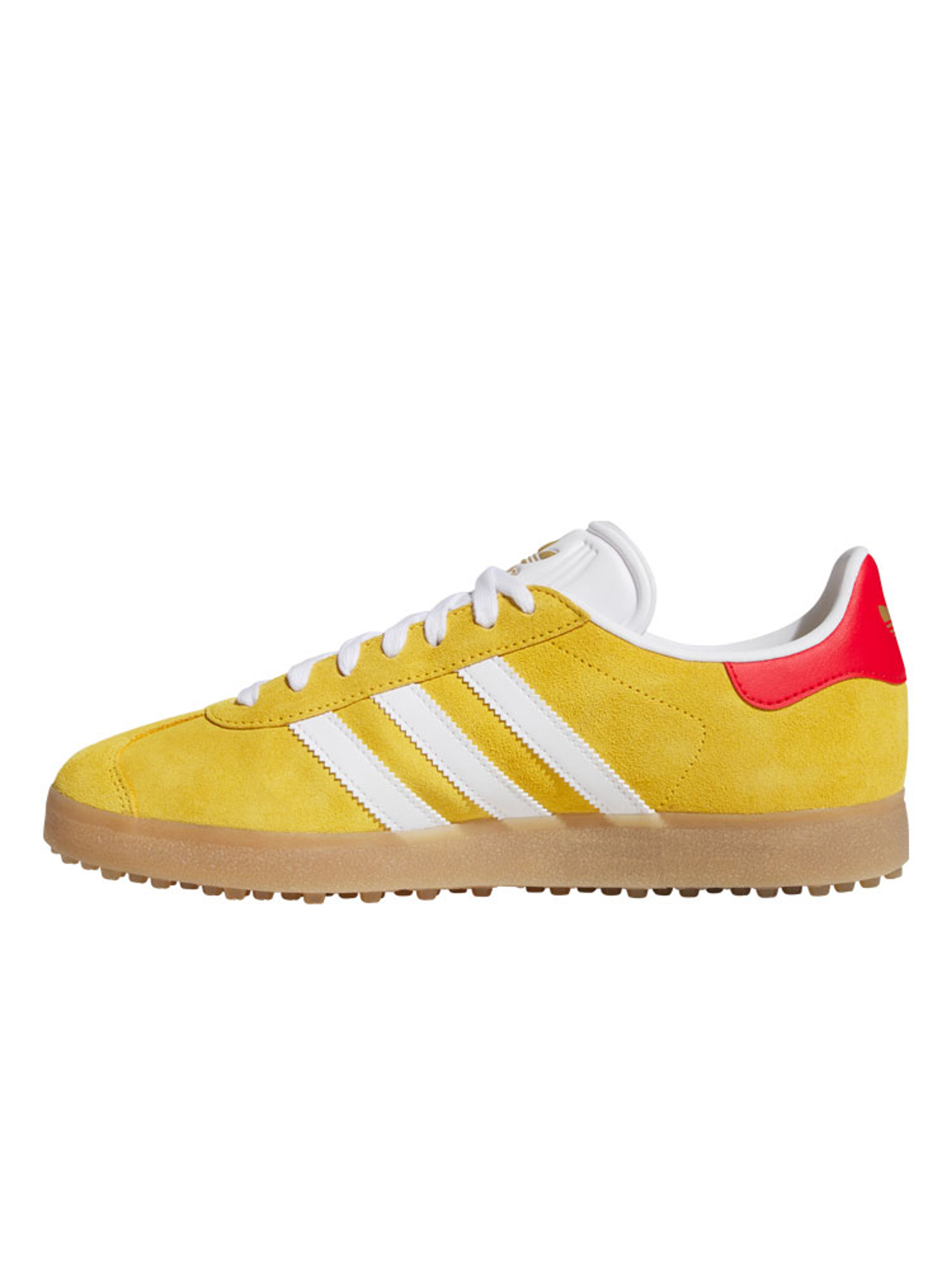 adidas Originals Gazelle Spikeless Golf Shoes - Bold Gold/White/Better Scarlet