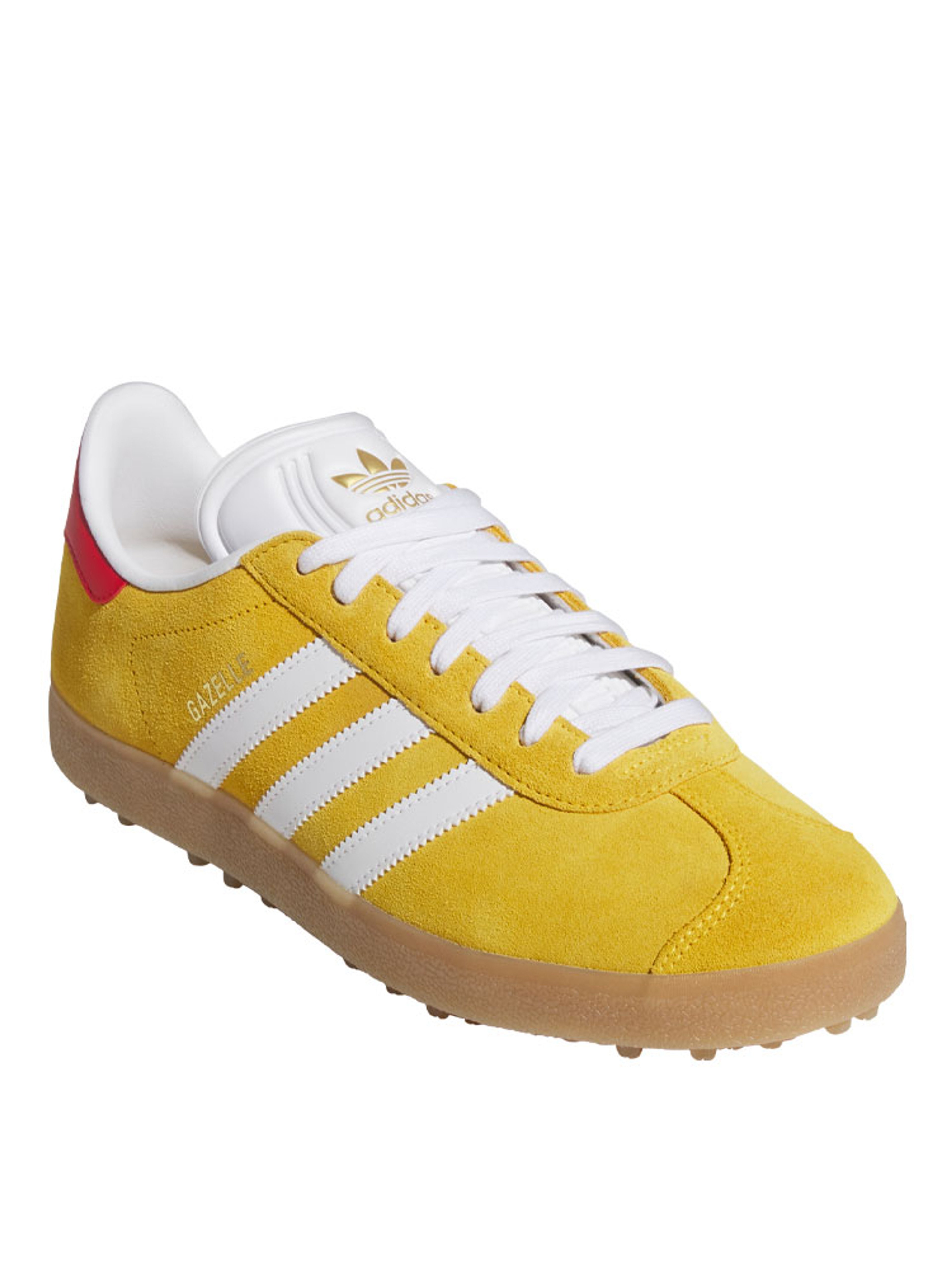 adidas Originals Gazelle Spikeless Golf Shoes - Bold Gold/White/Better Scarlet