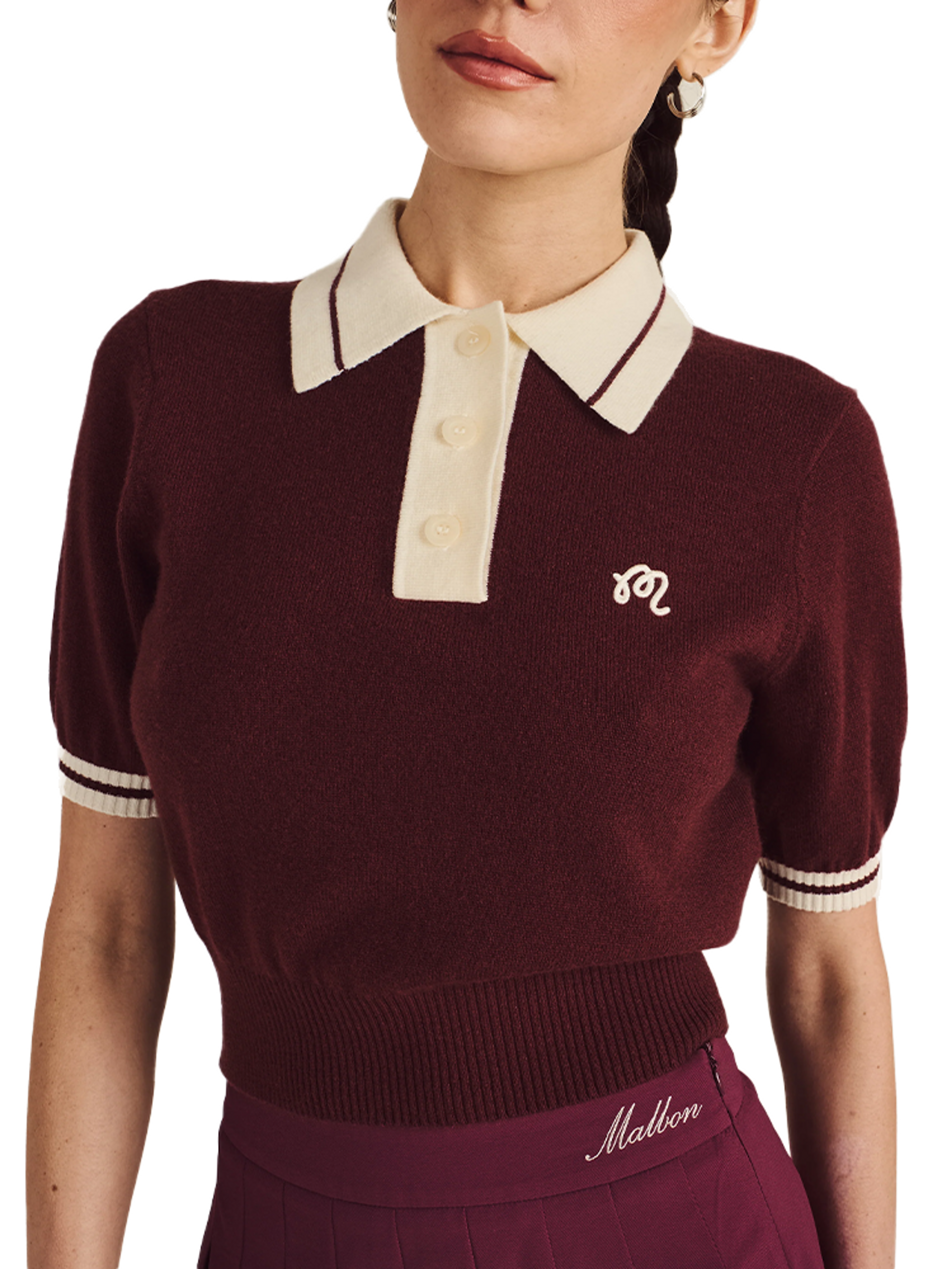 Malbon Womens Mikayla Knit Polo - Red Mahogany