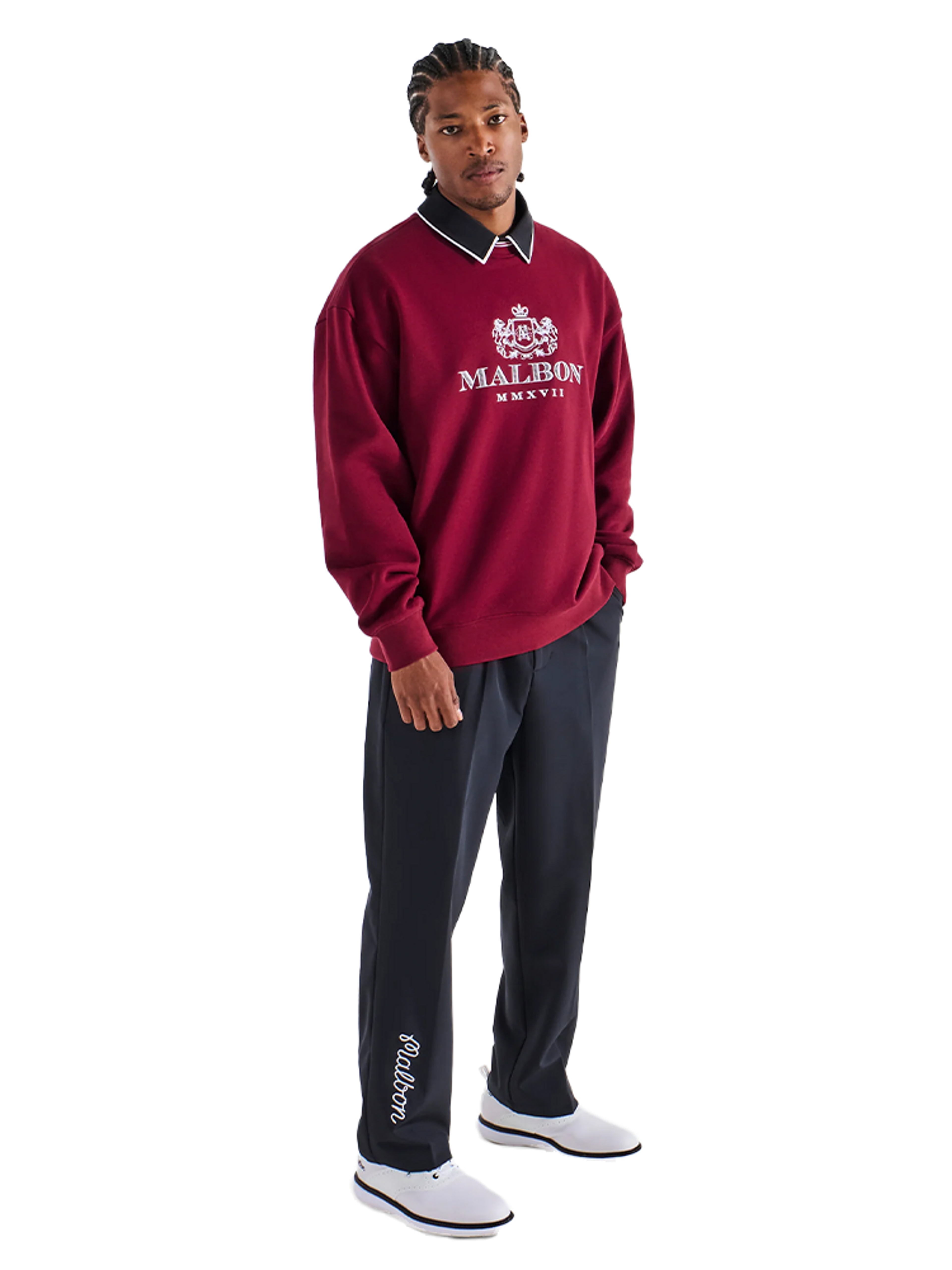 Malbon Monarch Crewneck - Red Mahogany