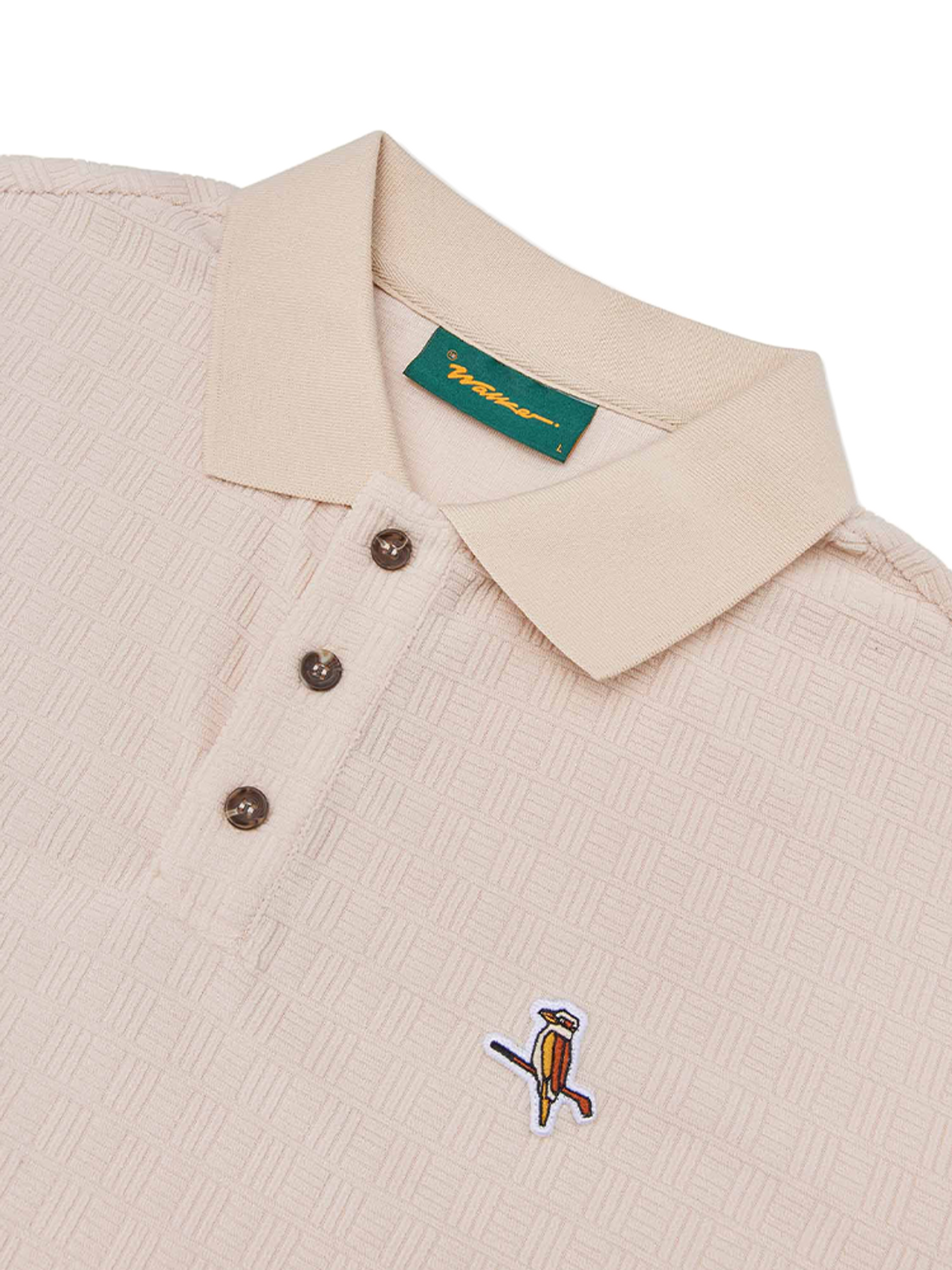 Walker Golf Things Kooka Jacquard Terry Polo - Cream