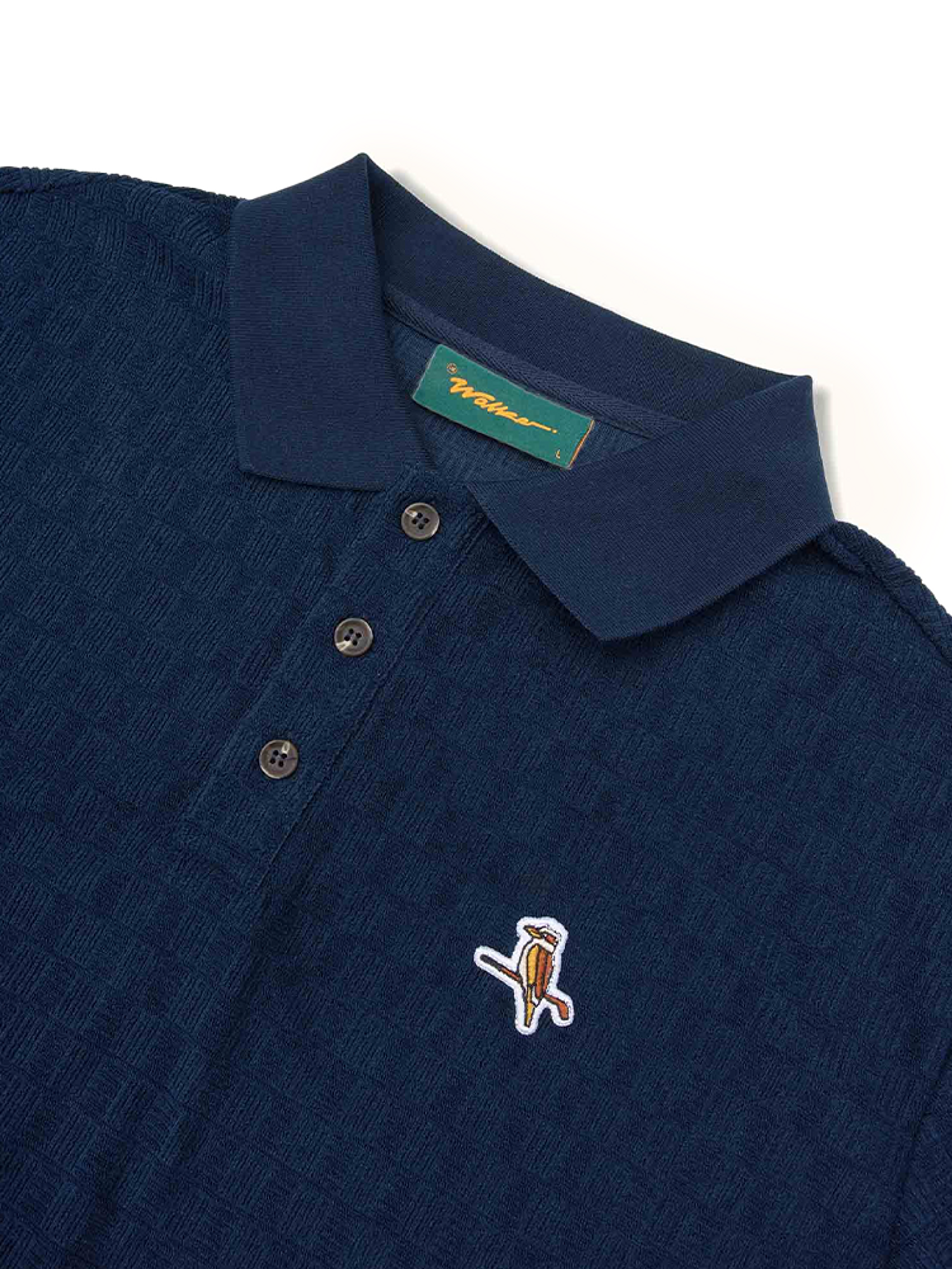 Walker Golf Things Kooka Jacquard Terry Polo - Navy