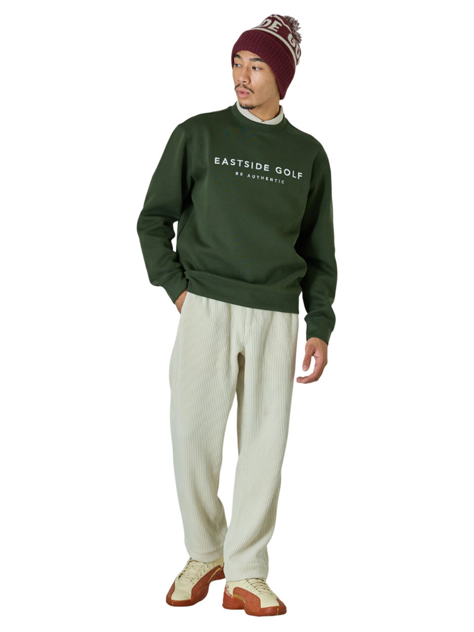 Eastside Golf LS Double Knit Crew - Hunter Green