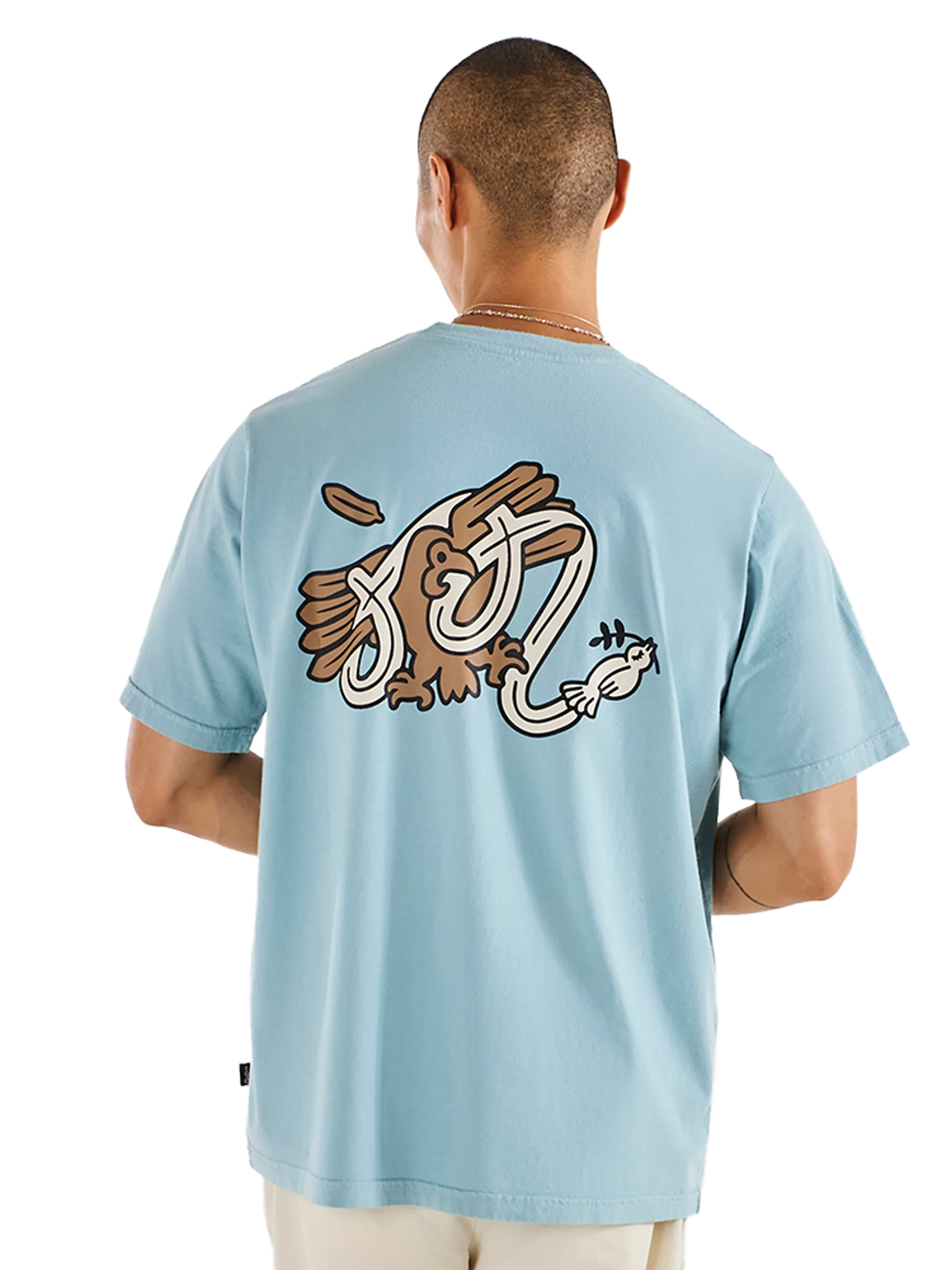 Malbon Bermuda Hawk and Dove Tee - Light Blue