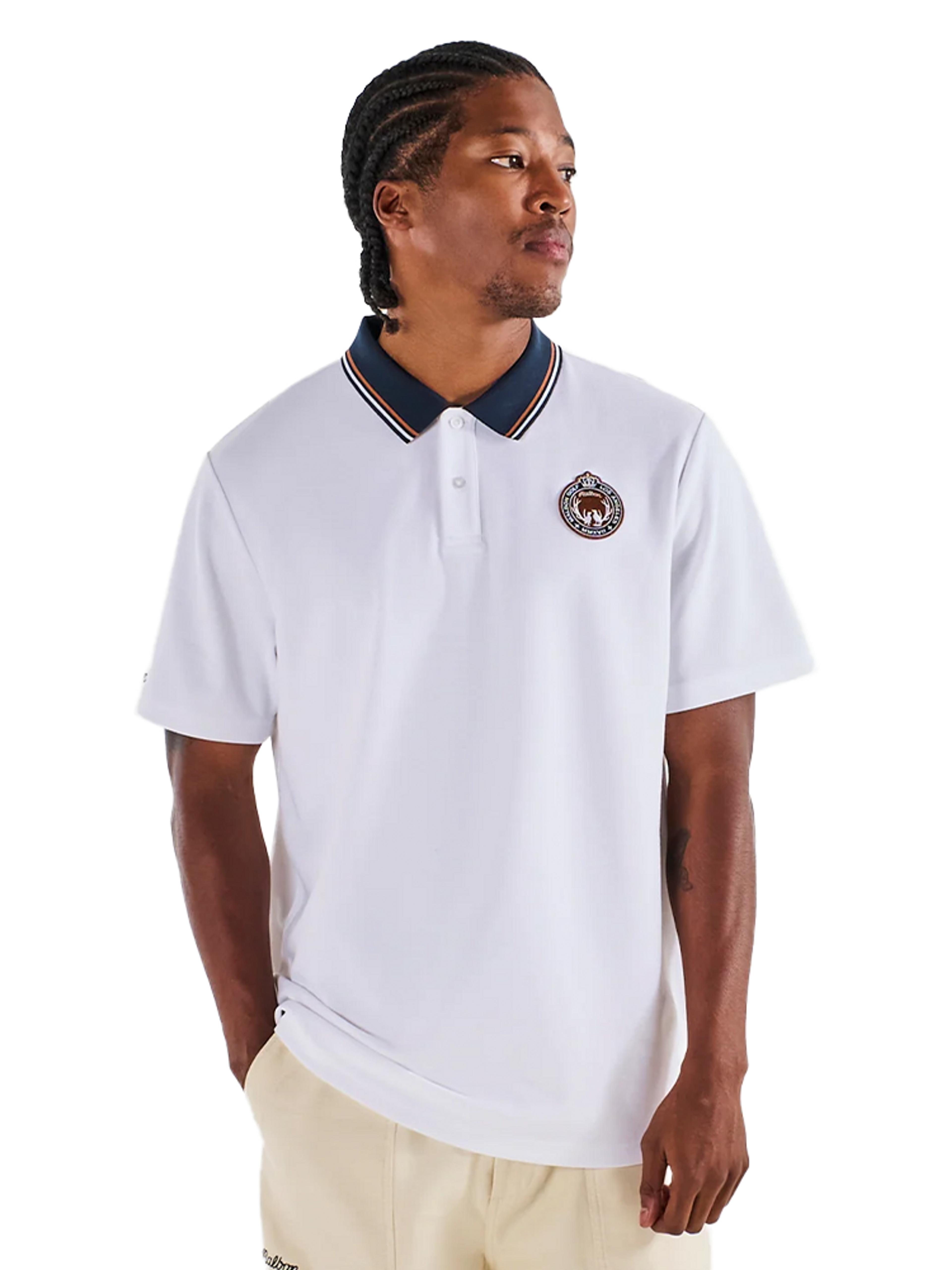 Malbon Fairway Oakwood Polo - White