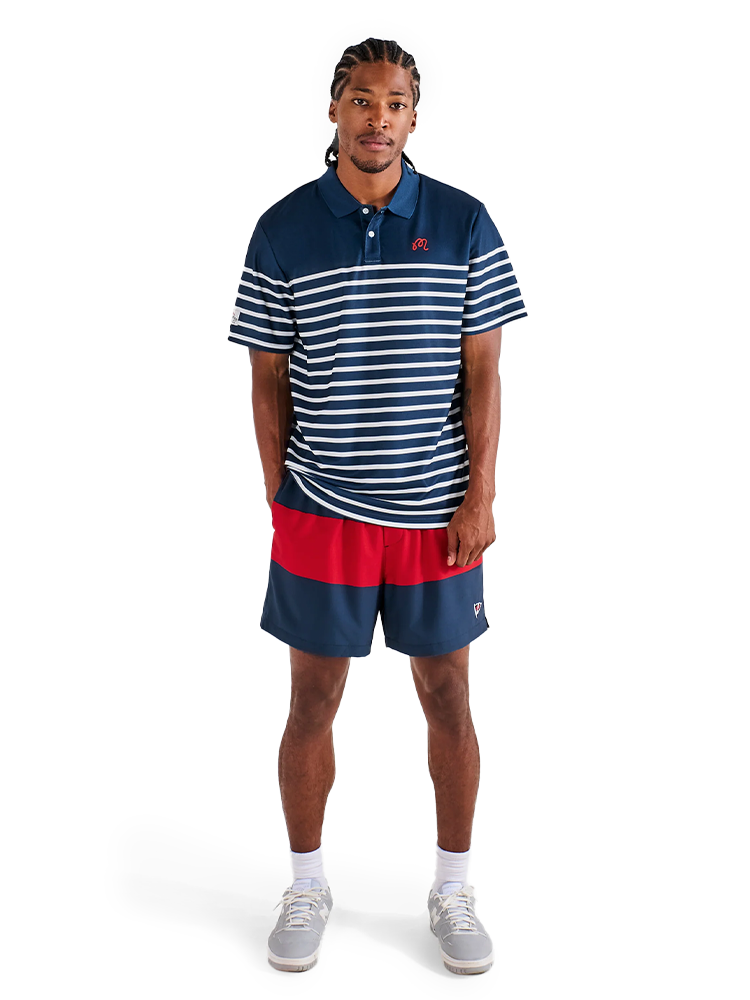 Malbon Fairway Spinnaker Polo - Navy/White