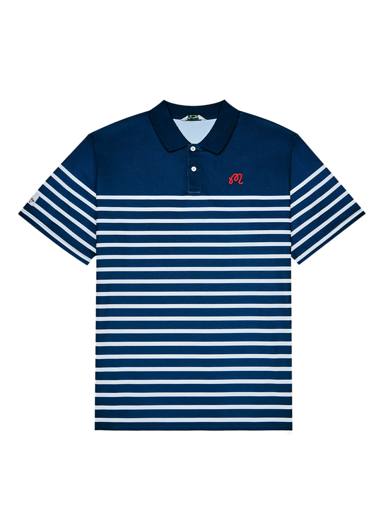 Malbon Fairway Spinnaker Polo - Navy/White