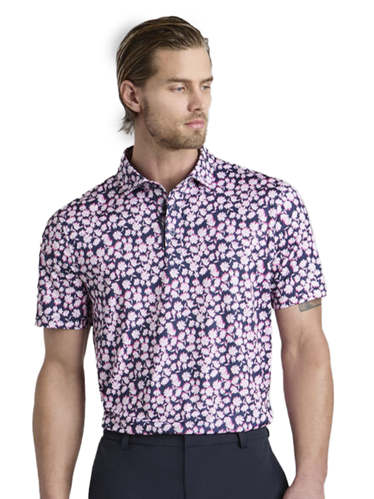 G/FORE Optic Floral Tech Stretch Jersey Polo - Blush