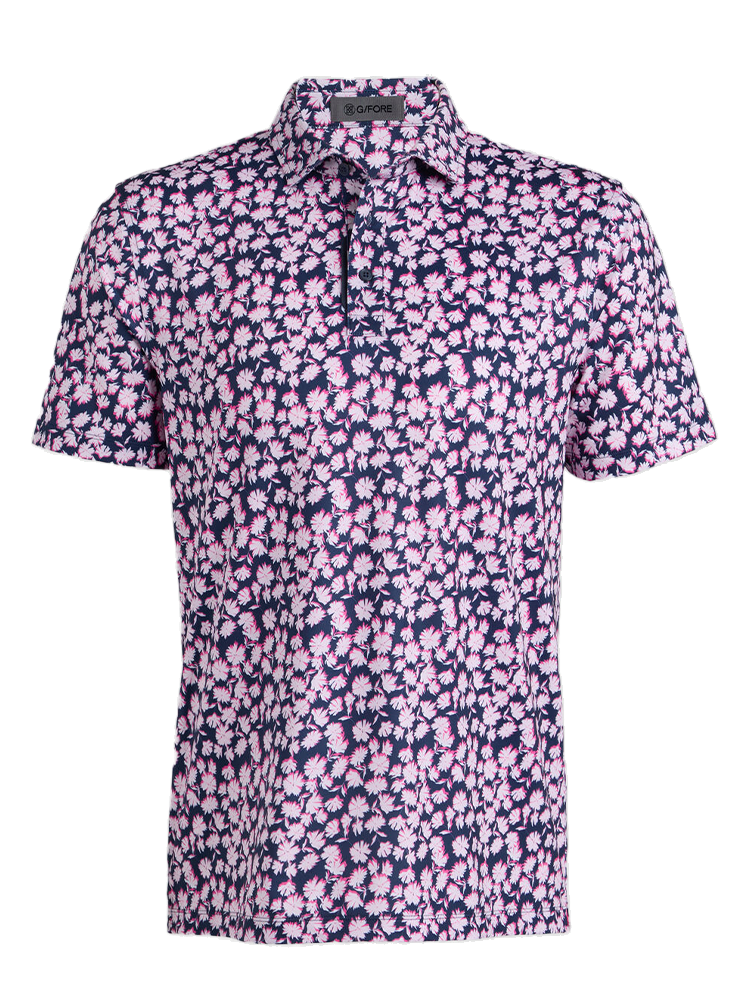 G/FORE Optic Floral Tech Stretch Jersey Polo - Blush